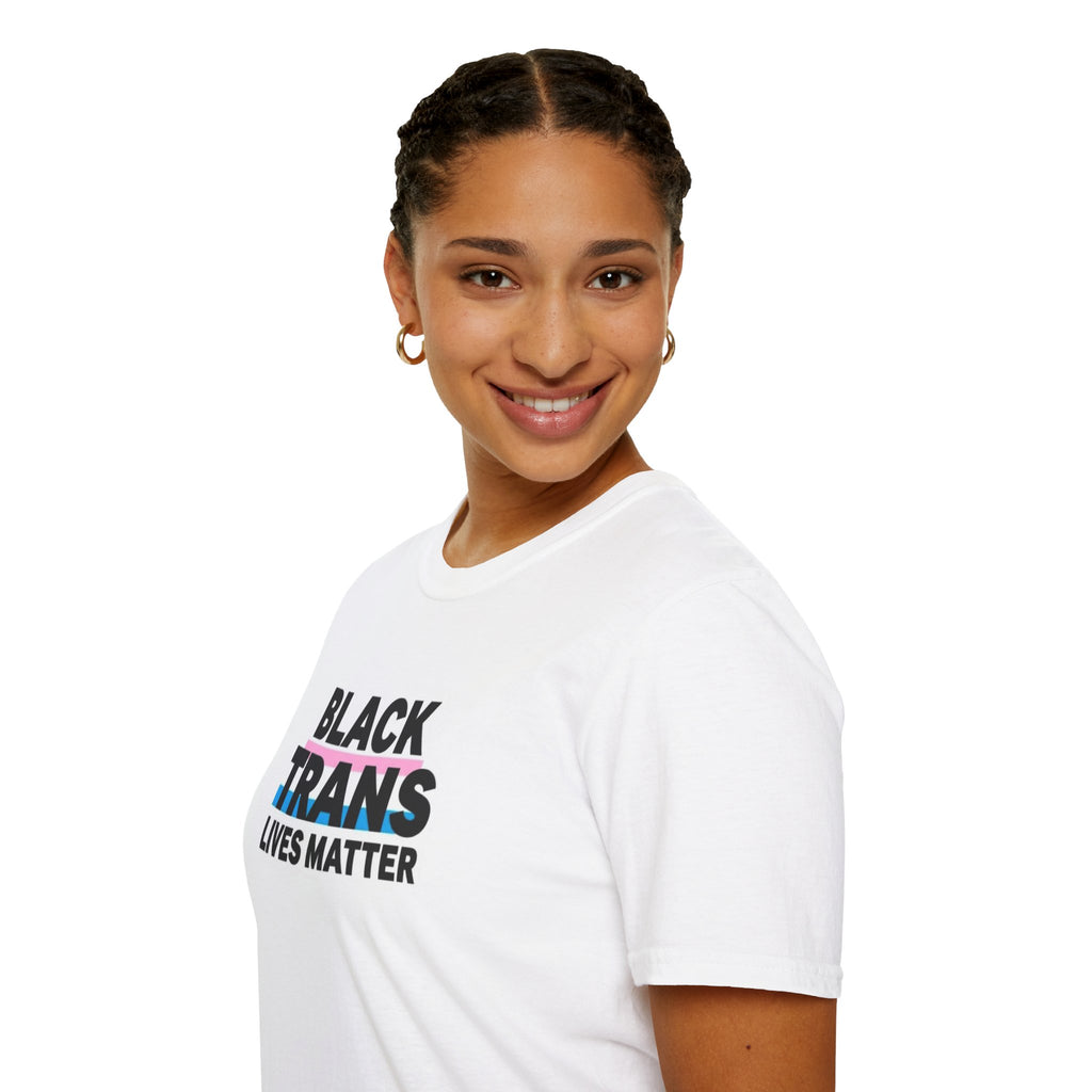 Unisex Softstyle T-Shirt - Black Trans Lives Matter Statement Tee