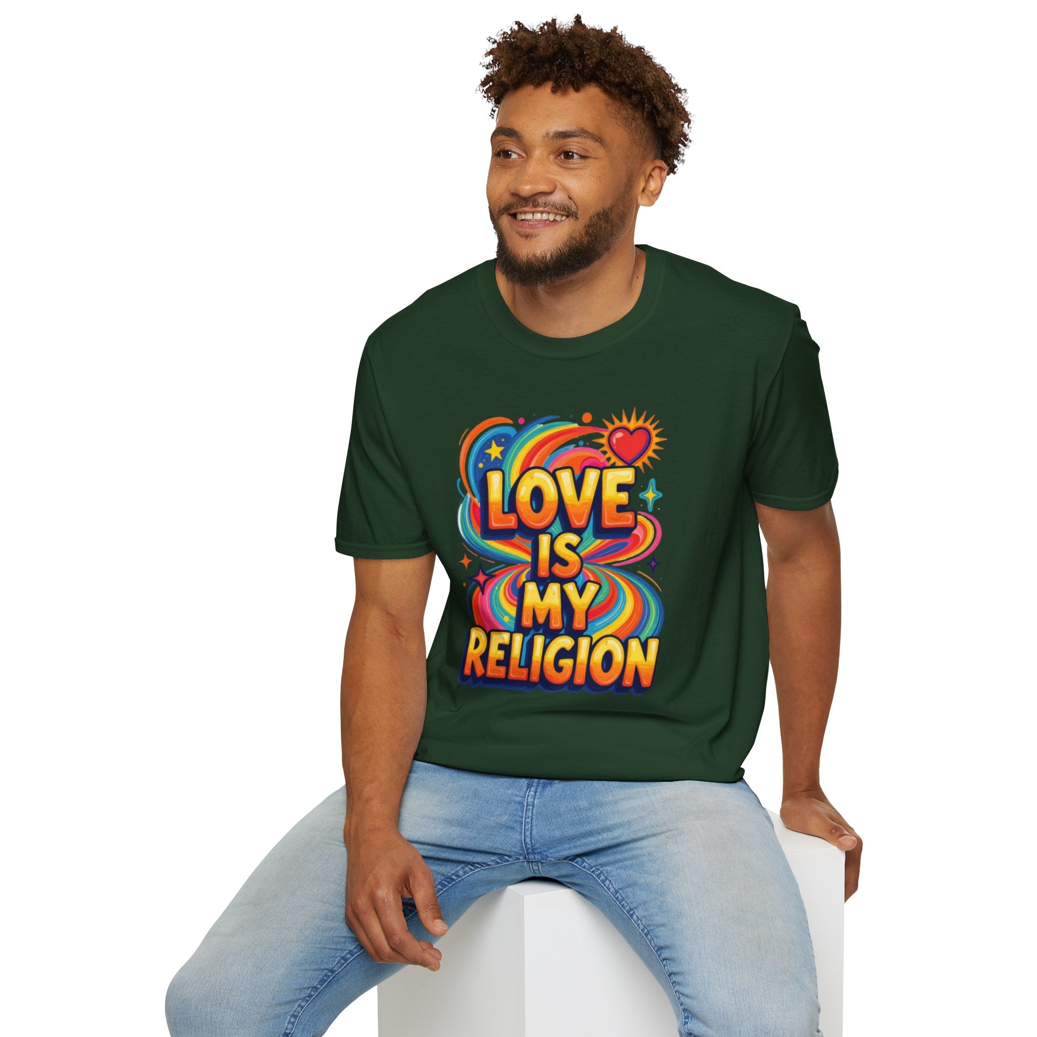 Love Is My Religion Retro Rainbow Graphic T-shirt
