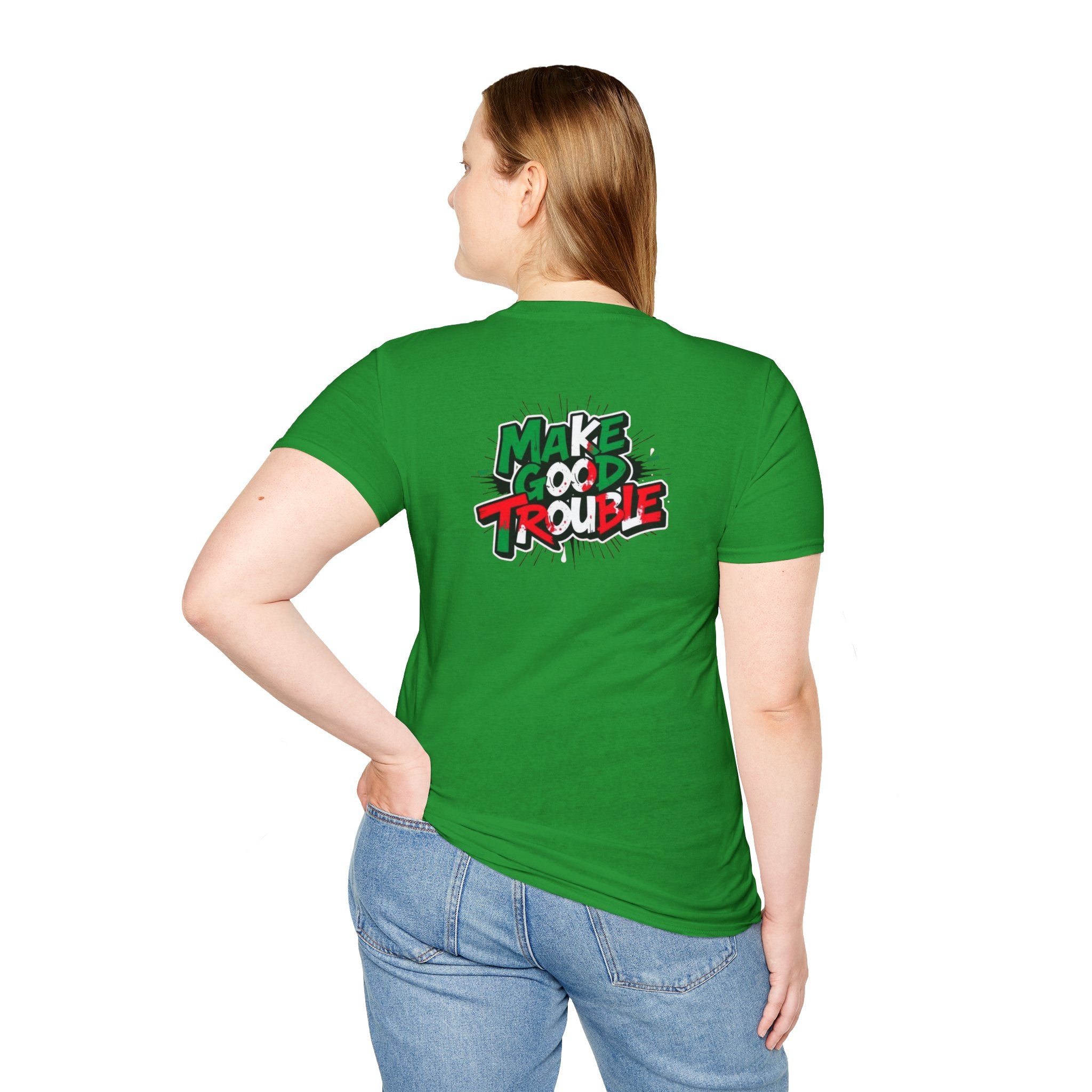 Camiseta unisex de estilo suave Make Good Trouble | Divertida camiseta gráfica para activistas y creadores de tendencias
