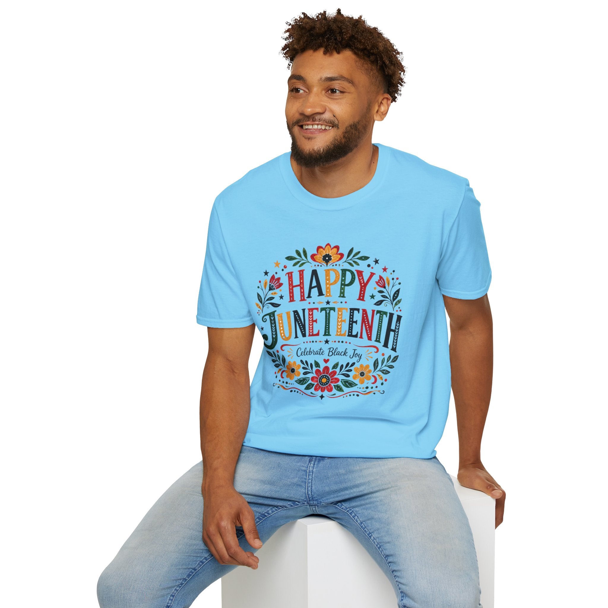 Juneteenth T-Shirt — "Happy Juneteenth" Floral Celebration Tee