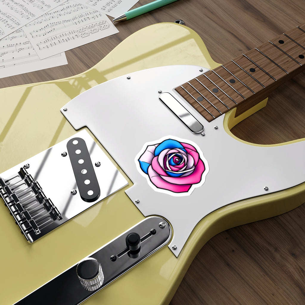 Die-Cut Stickers - Rose - Trans Colors Outlined - EqualiTees.Me
