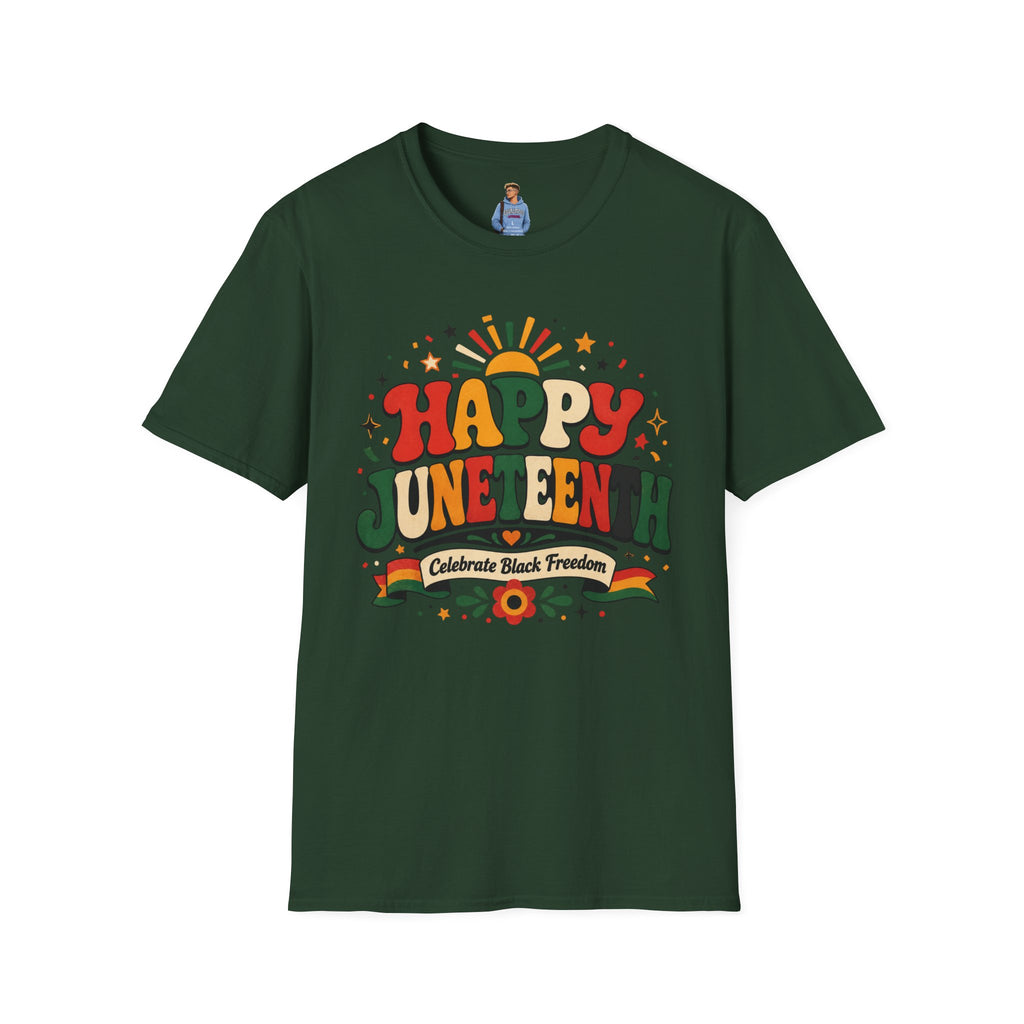 Juneteenth T-Shirt - "Happy Juneteenth" Retro Celebration Tee