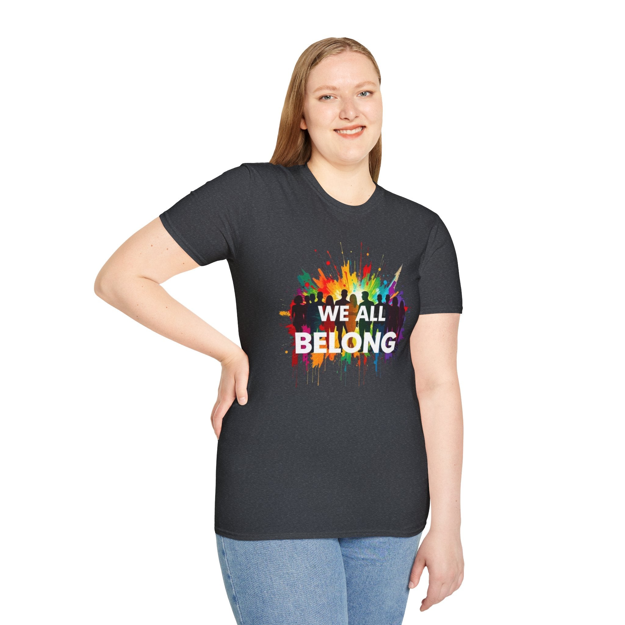 We All Belong Unisex Softstyle T-Shirt - Colorful Pride Tee