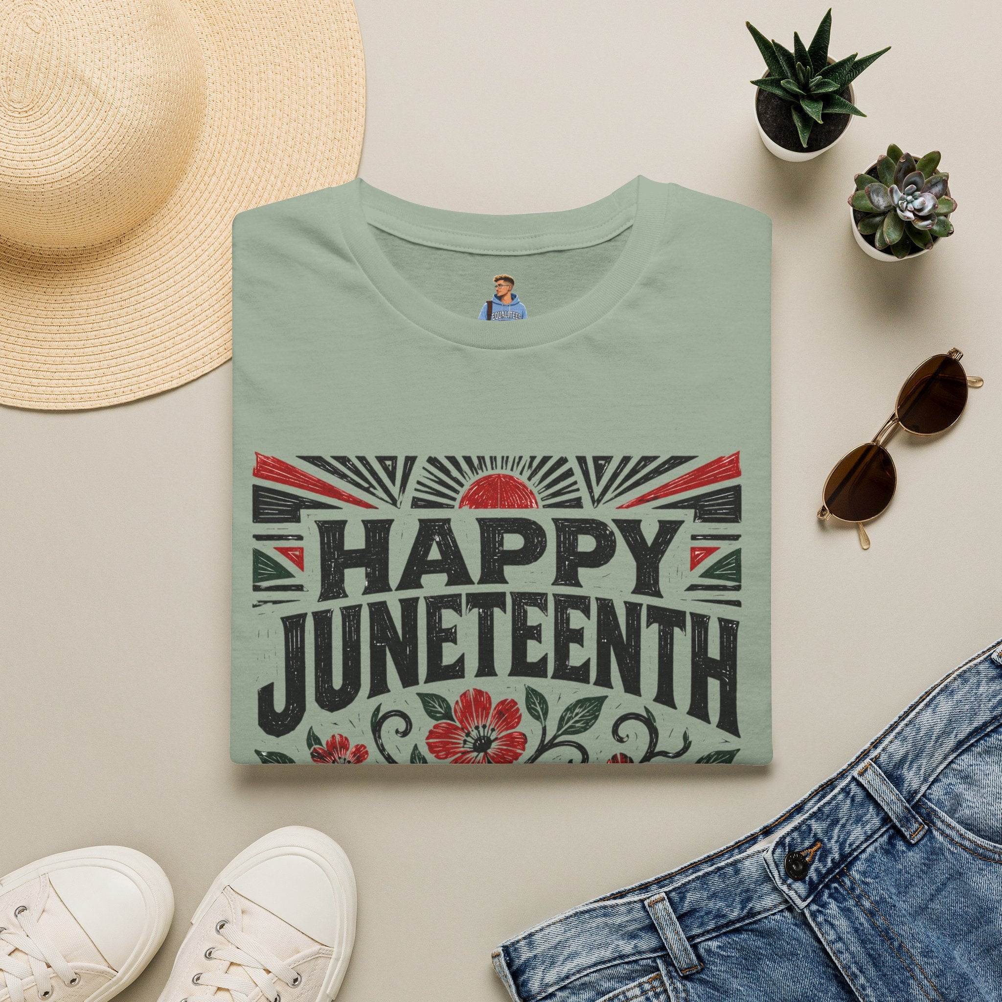 Juneteenth T-Shirt — "Happy Juneteenth" Floral Freedom Tee
