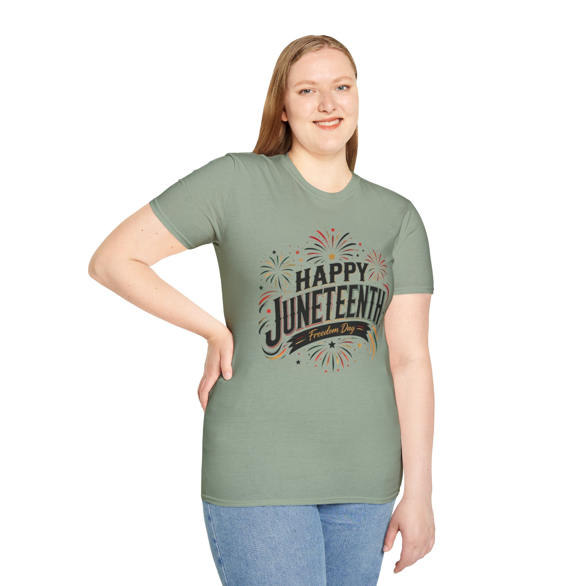 Juneteenth T-Shirt - "Happy Juneteenth" Fireworks Celebration Tee