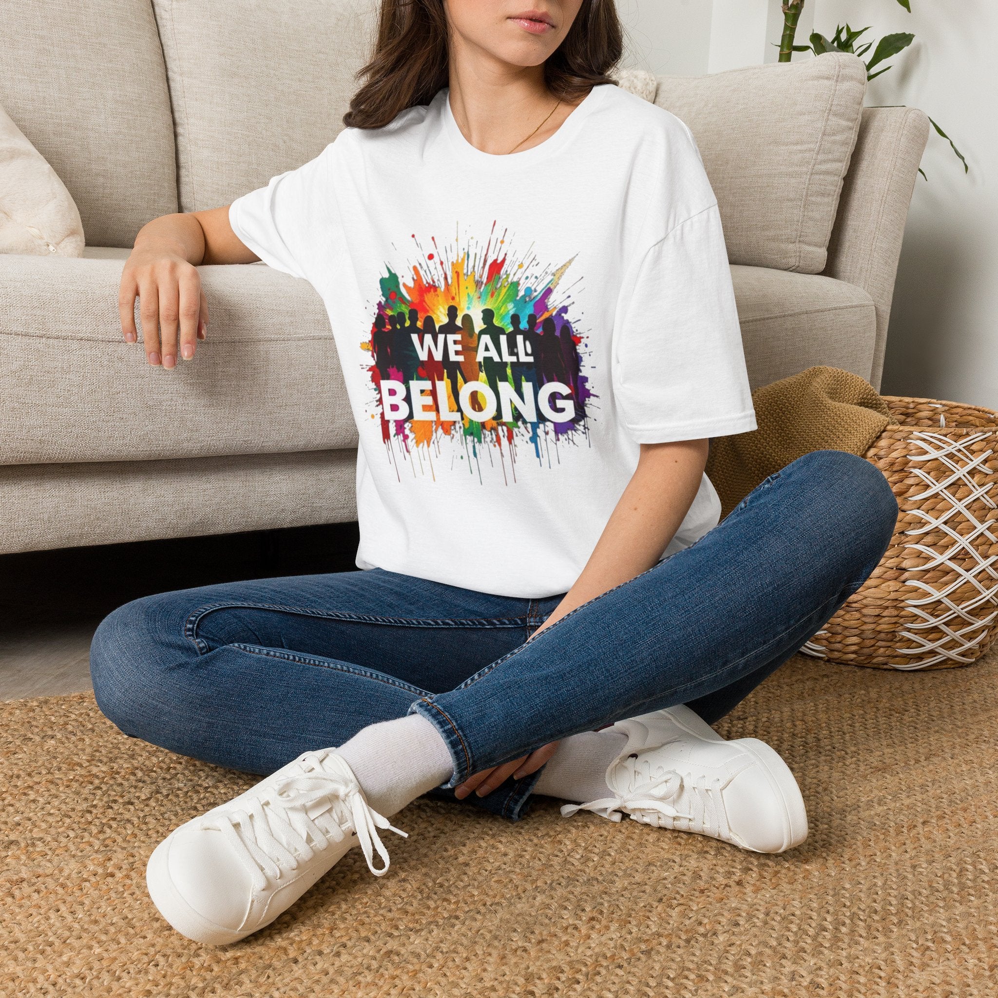 We All Belong Unisex Softstyle T-Shirt - Colorful Pride Tee
