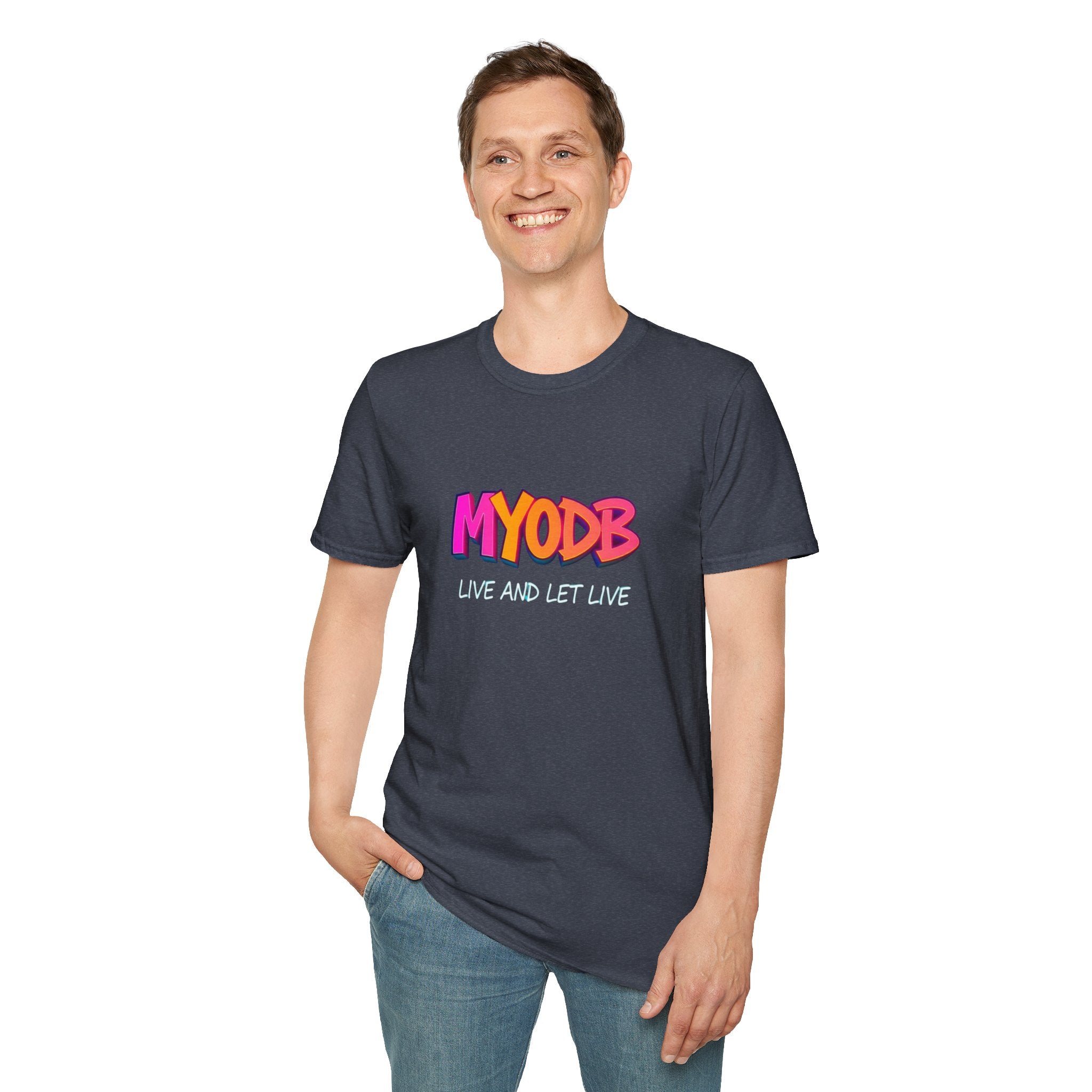 Camiseta MYODB "Vive y deja vivir" | Camiseta unisex de estilo suave | Ropa informal