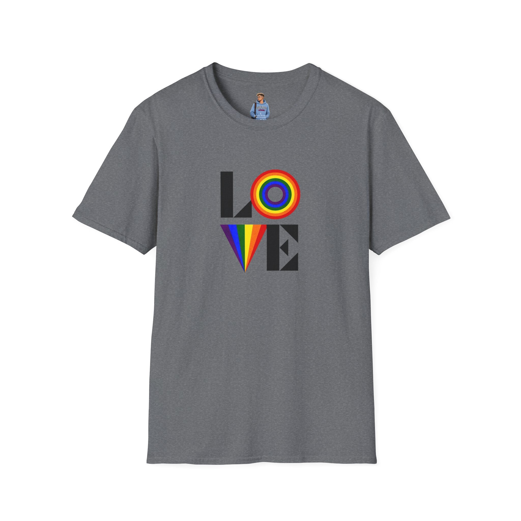 Camiseta unisex suave con diseño vibrante LOVE para Pride