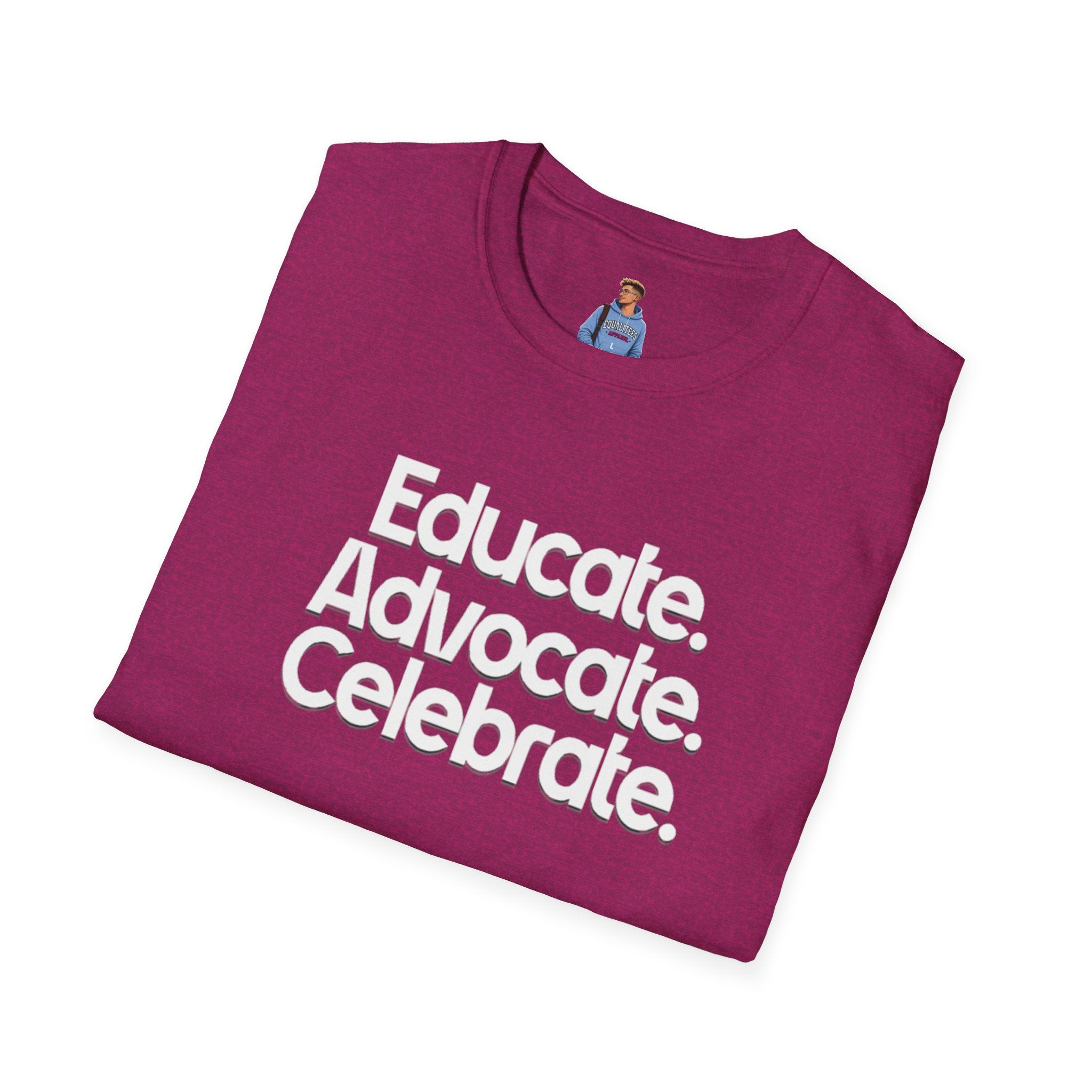 Educate. Advocate. Celebrate. Minimalist Pride T-Shirt