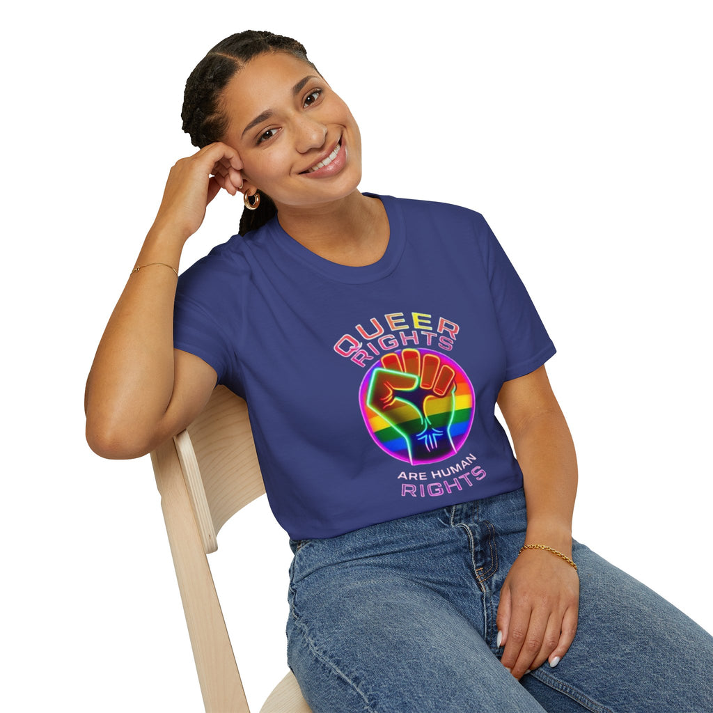 Unisex Softstyle T-Shirt - Queer Rights Are Human Rights Statement Tee