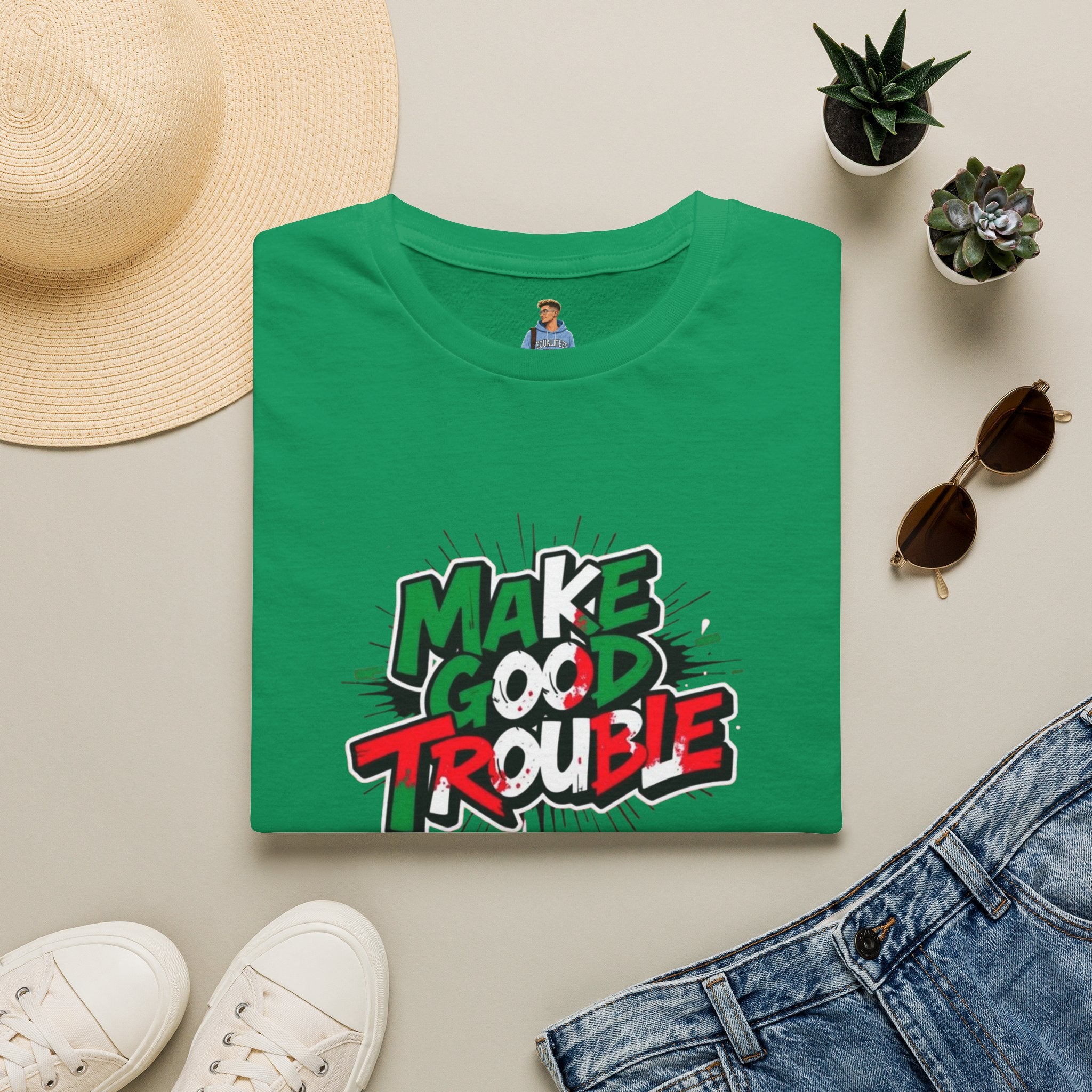 Camiseta unisex de estilo suave Make Good Trouble | Divertida camiseta gráfica para activistas y creadores de tendencias
