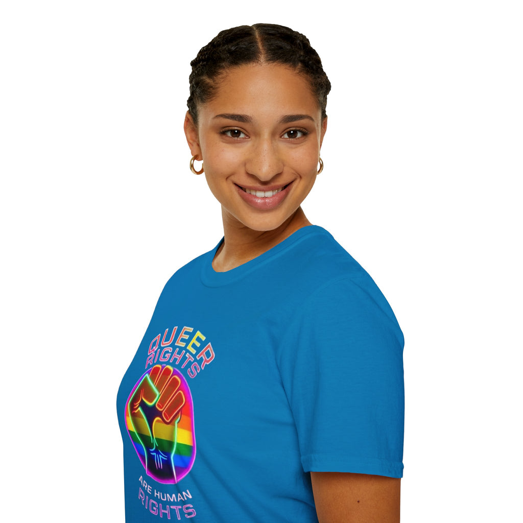 Unisex Softstyle T-Shirt - Queer Rights Are Human Rights Statement Tee