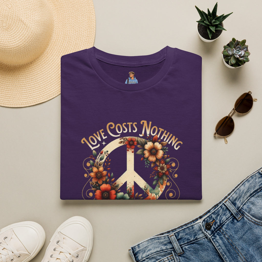 Unisex Softstyle T-Shirt - Love Costs Nothing, Give It Away Floral Peace Design
