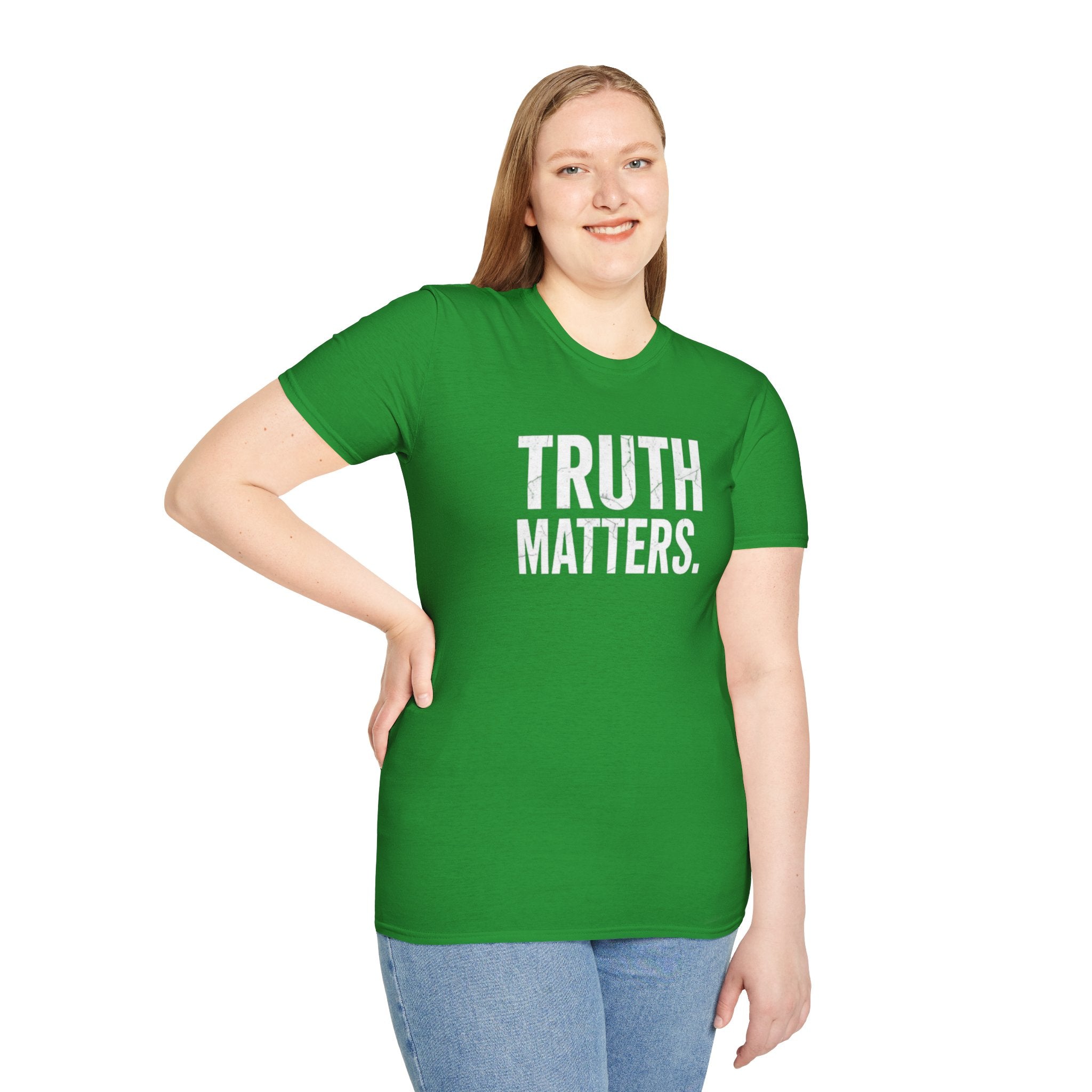Camiseta unisex de estilo suave: camiseta con el lema "La verdad importa", ideal para activistas y uso diario.