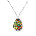 Colorful Stained Glass Teardrop Pendant Necklace