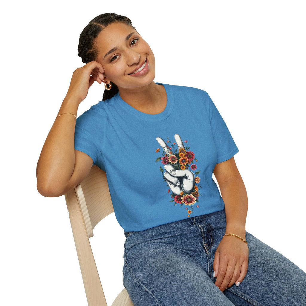 Camiseta unisex de estilo suave Grow Peace: inspiración boho, perfecta para festivales y uso diario
