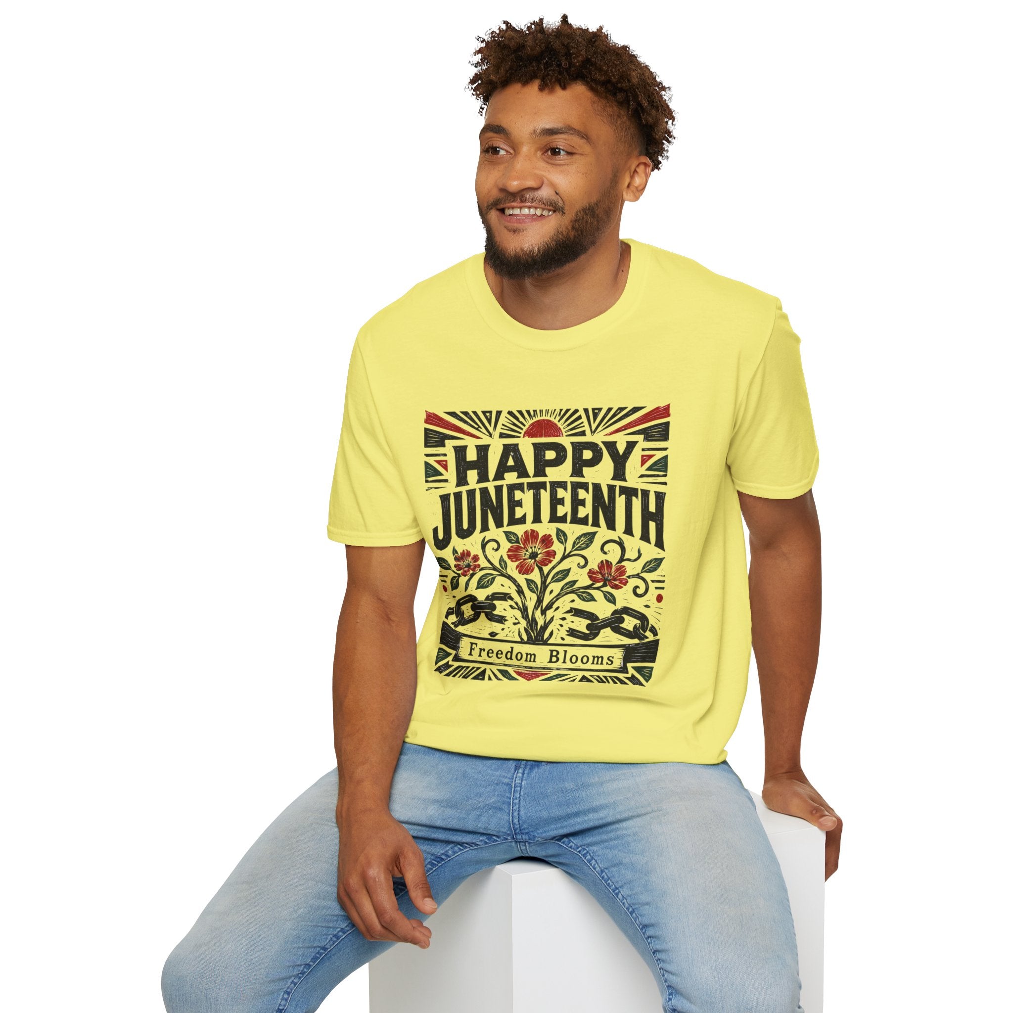 Juneteenth T-Shirt — "Happy Juneteenth" Floral Freedom Tee