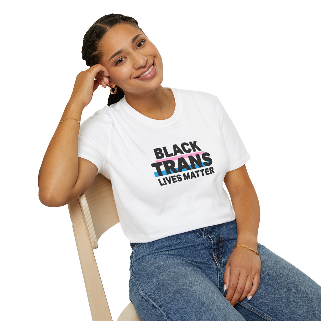 Unisex Softstyle T-Shirt - Black Trans Lives Matter Statement Tee