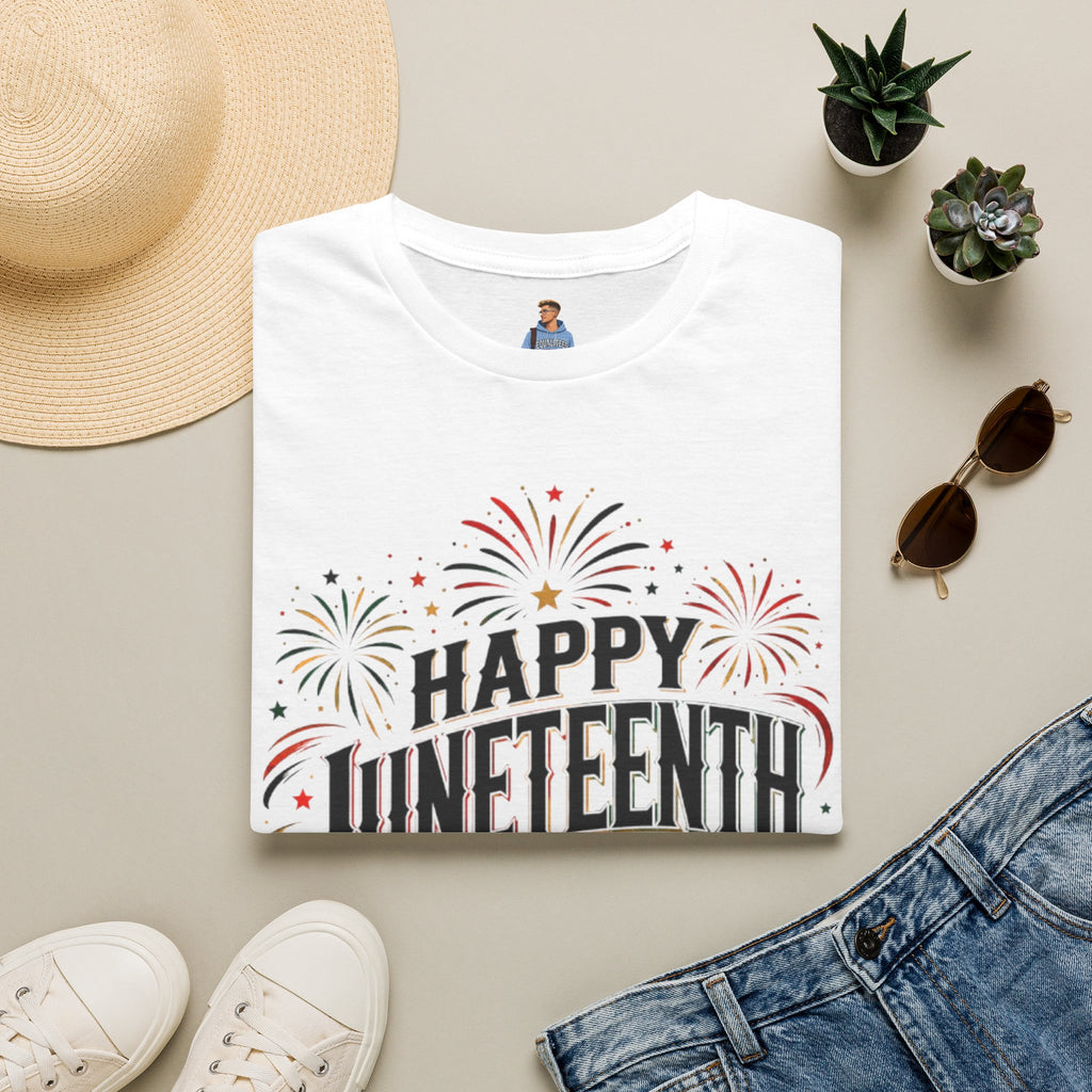 Juneteenth T-Shirt - "Happy Juneteenth" Fireworks Celebration Tee