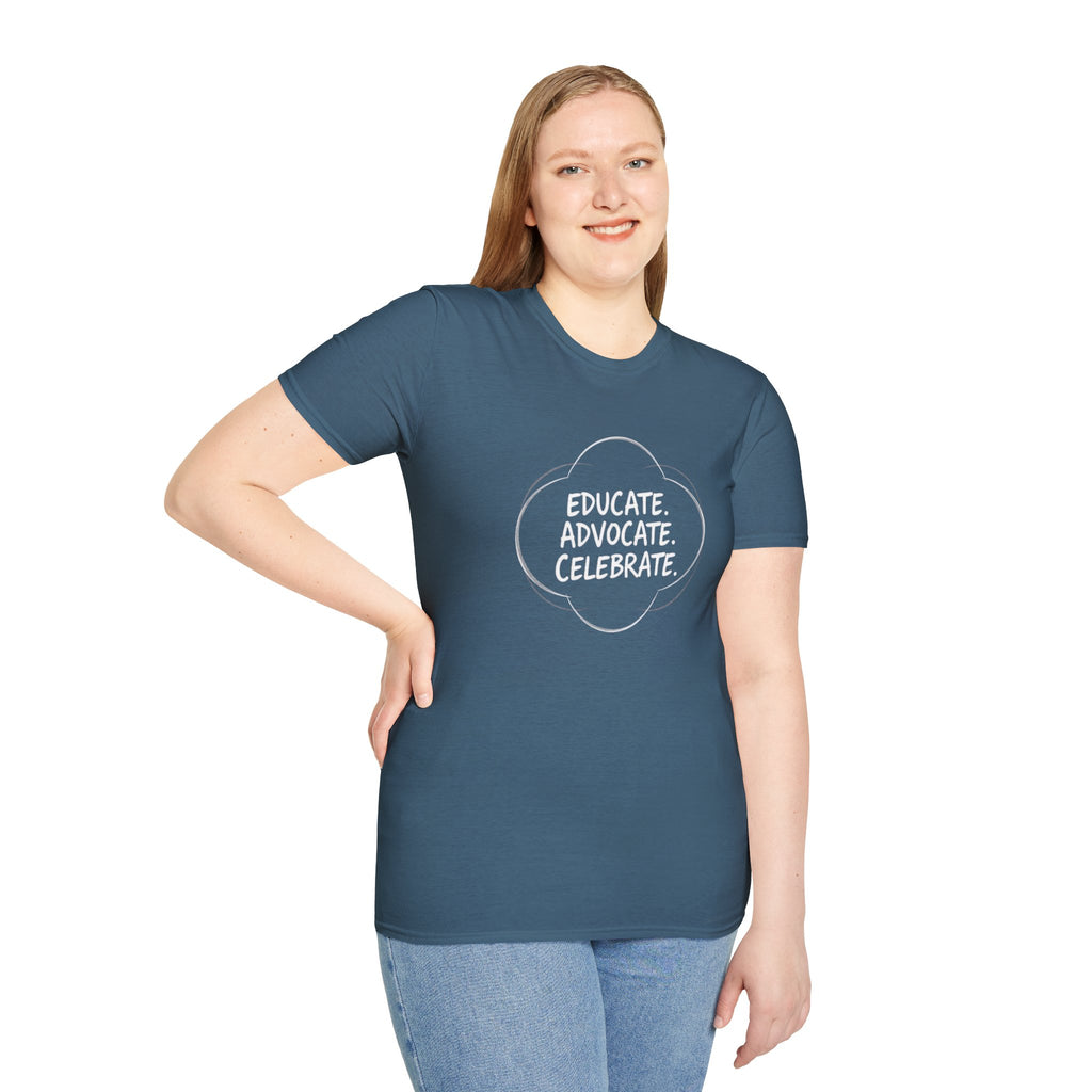 Subtle Pride Educate Advocate Celebrate Minimalist T-Shirt for Every Occasion