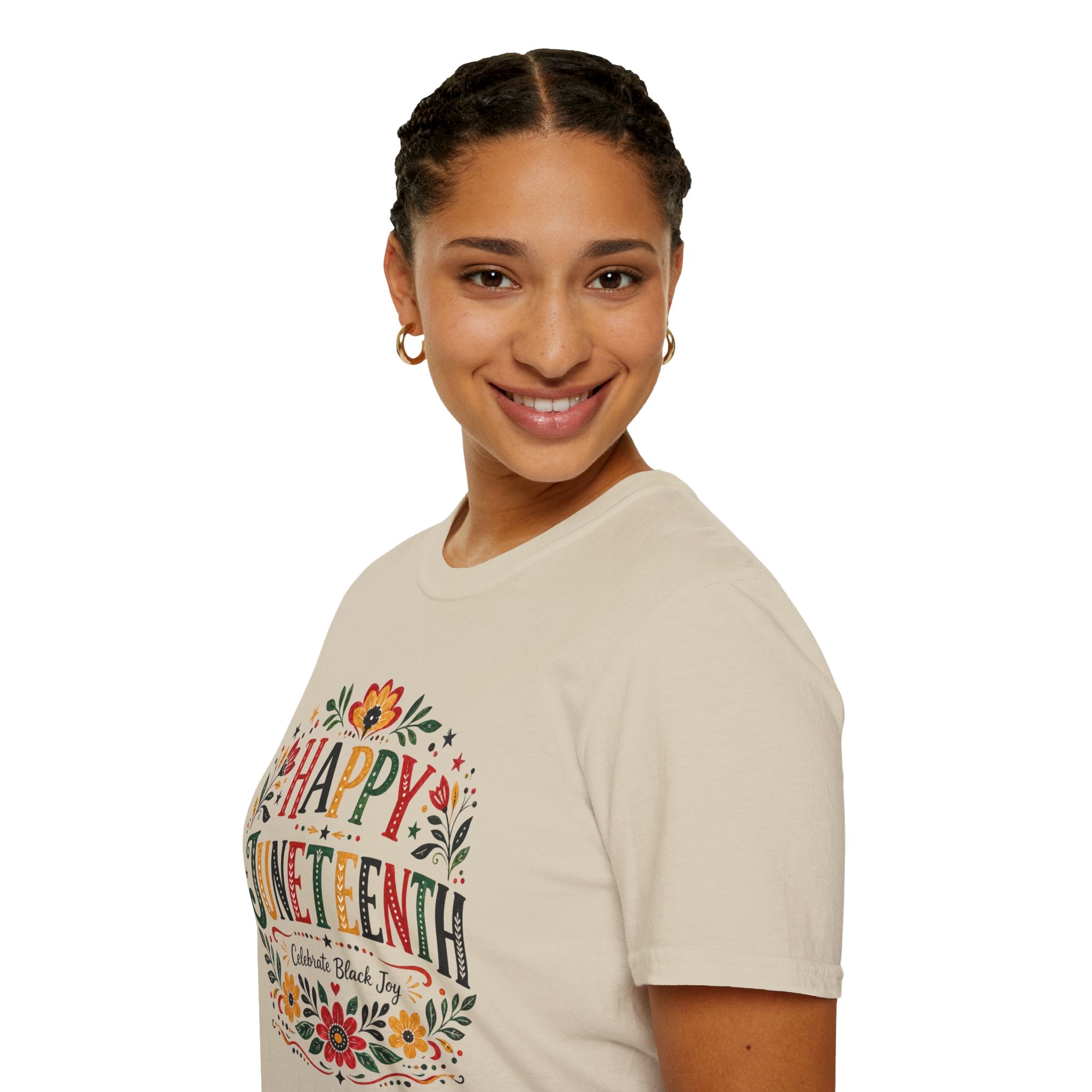 Juneteenth T-Shirt — "Happy Juneteenth" Floral Celebration Tee