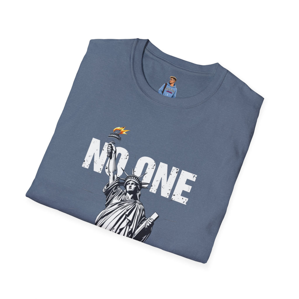 Camiseta unisex de estilo suave: camiseta gráfica con el lema "Nadie es ilegal" para defensores de la justicia social