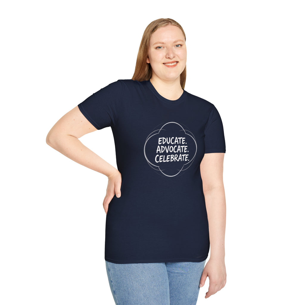 Subtle Pride Educate Advocate Celebrate Minimalist T-Shirt for Every Occasion