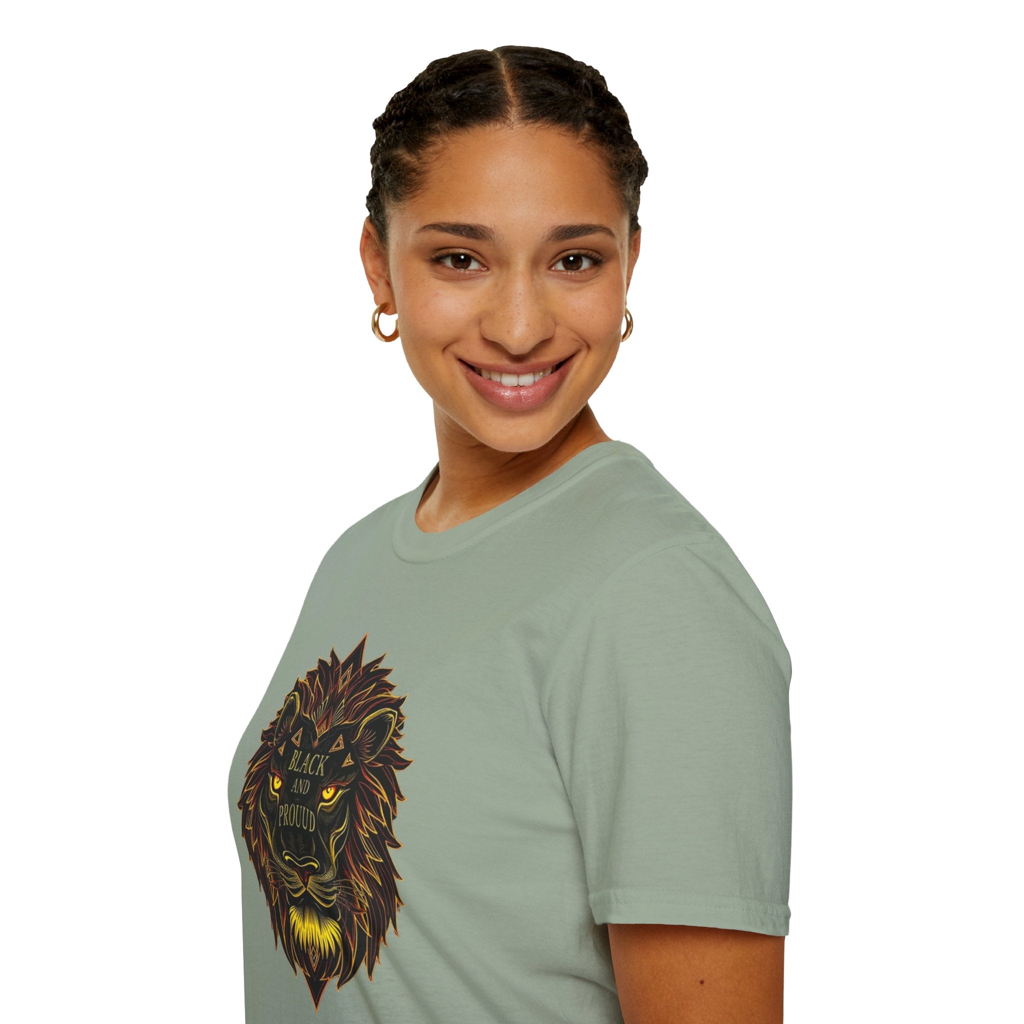 Black & Proud Lion Softstyle T-Shirt - Unisex Graphic Tee