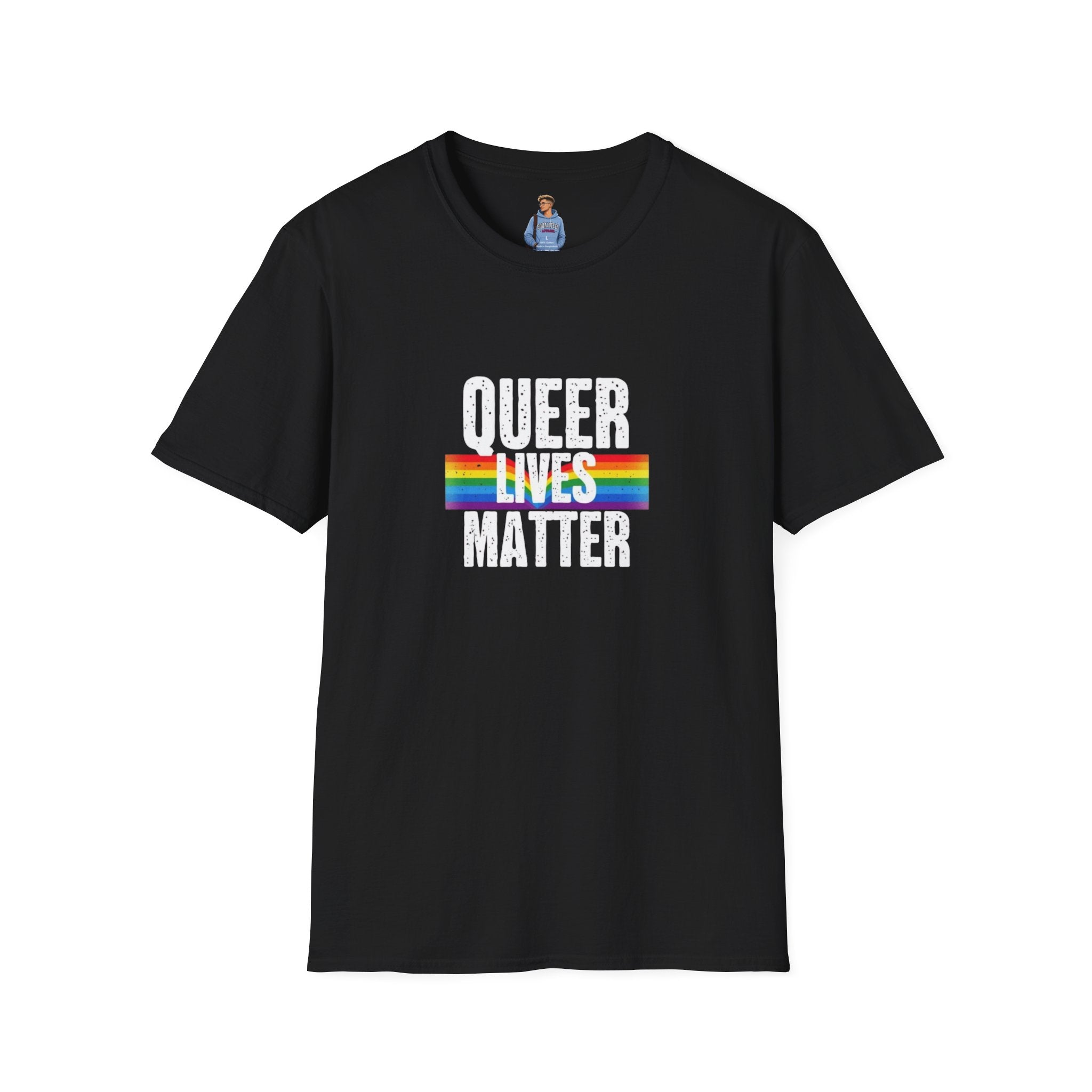 Queer Lives Matter Unisex Softstyle T-Shirt - Support LGBTQ+ Rights
