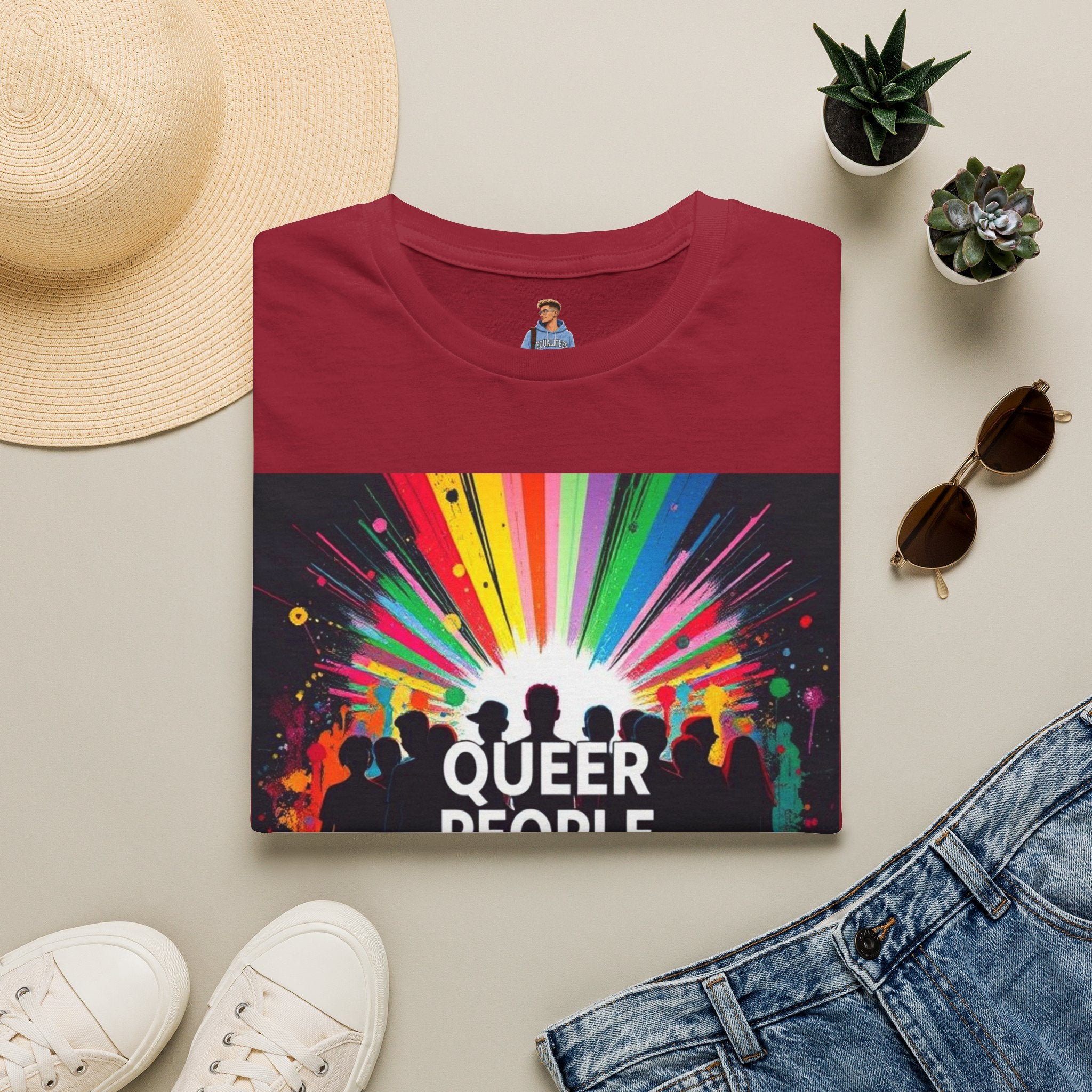 Unisex Softstyle T-Shirt - 'Queer People Belong Everywhere' Pride Graphic Tee
