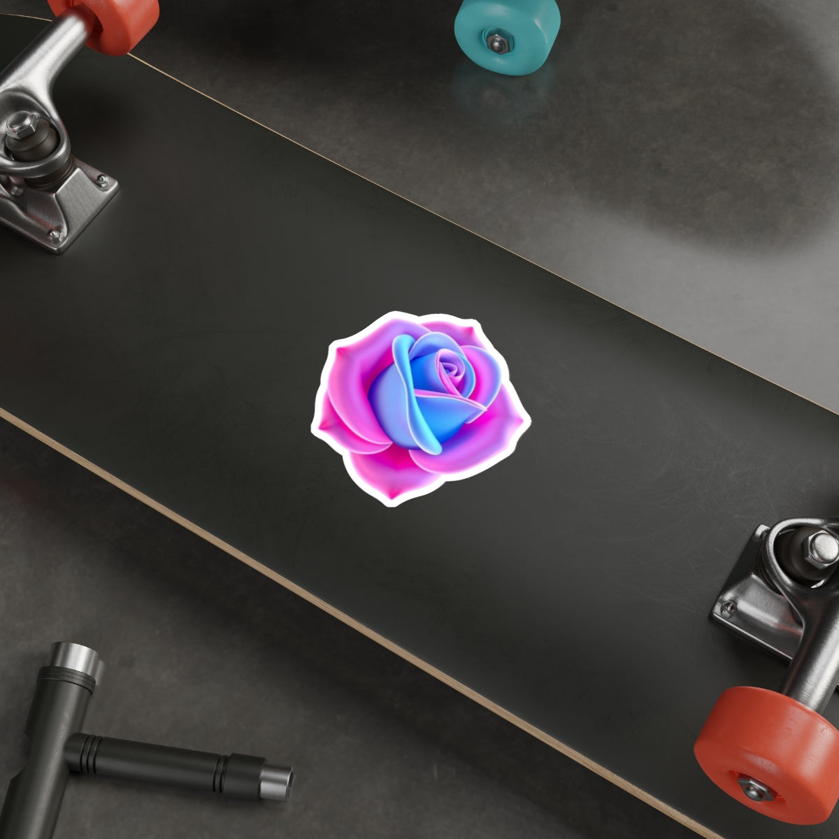 Rose in Trans Pride Colors Sticker - EqualiTees.Me