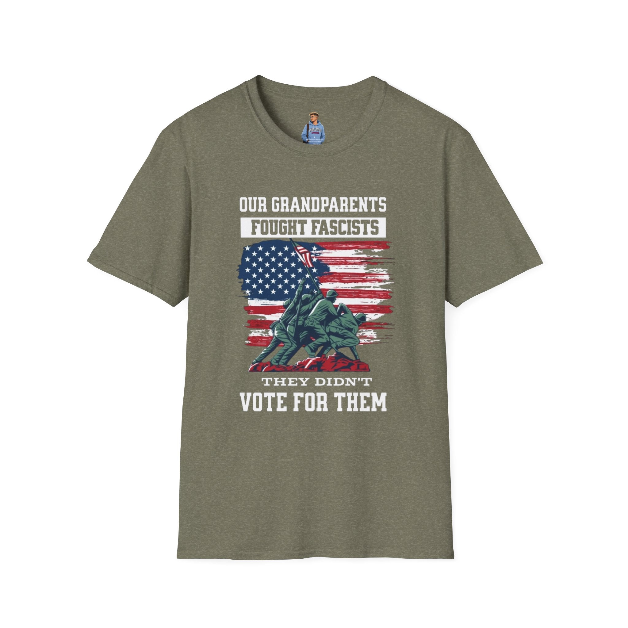 Unisex Softstyle T-Shirt: 'Our Grandparents Fought Fascists' Patriotic Tee