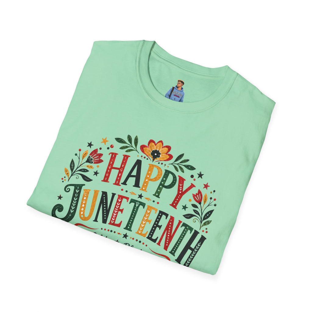 Juneteenth T-Shirt — "Happy Juneteenth" Floral Celebration Tee