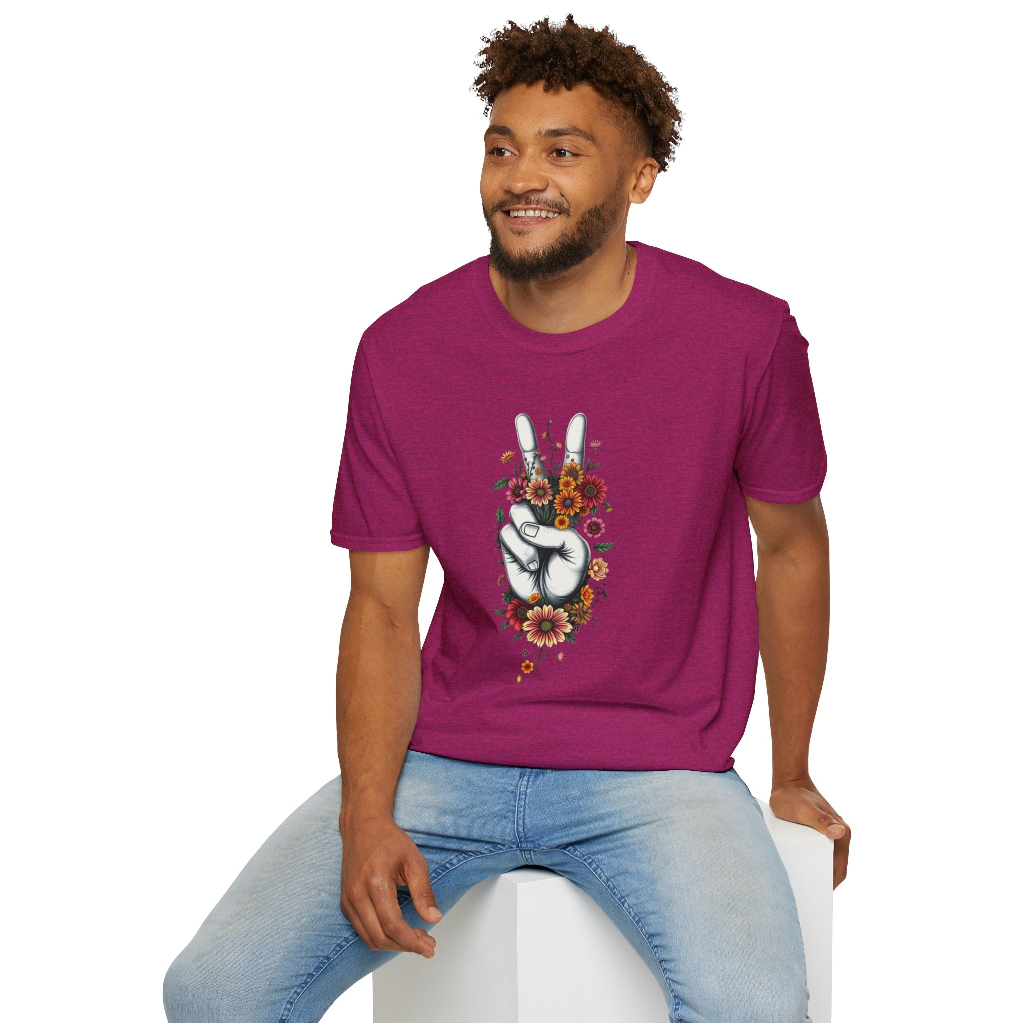 Camiseta unisex de estilo suave Grow Peace: inspiración boho, perfecta para festivales y uso diario