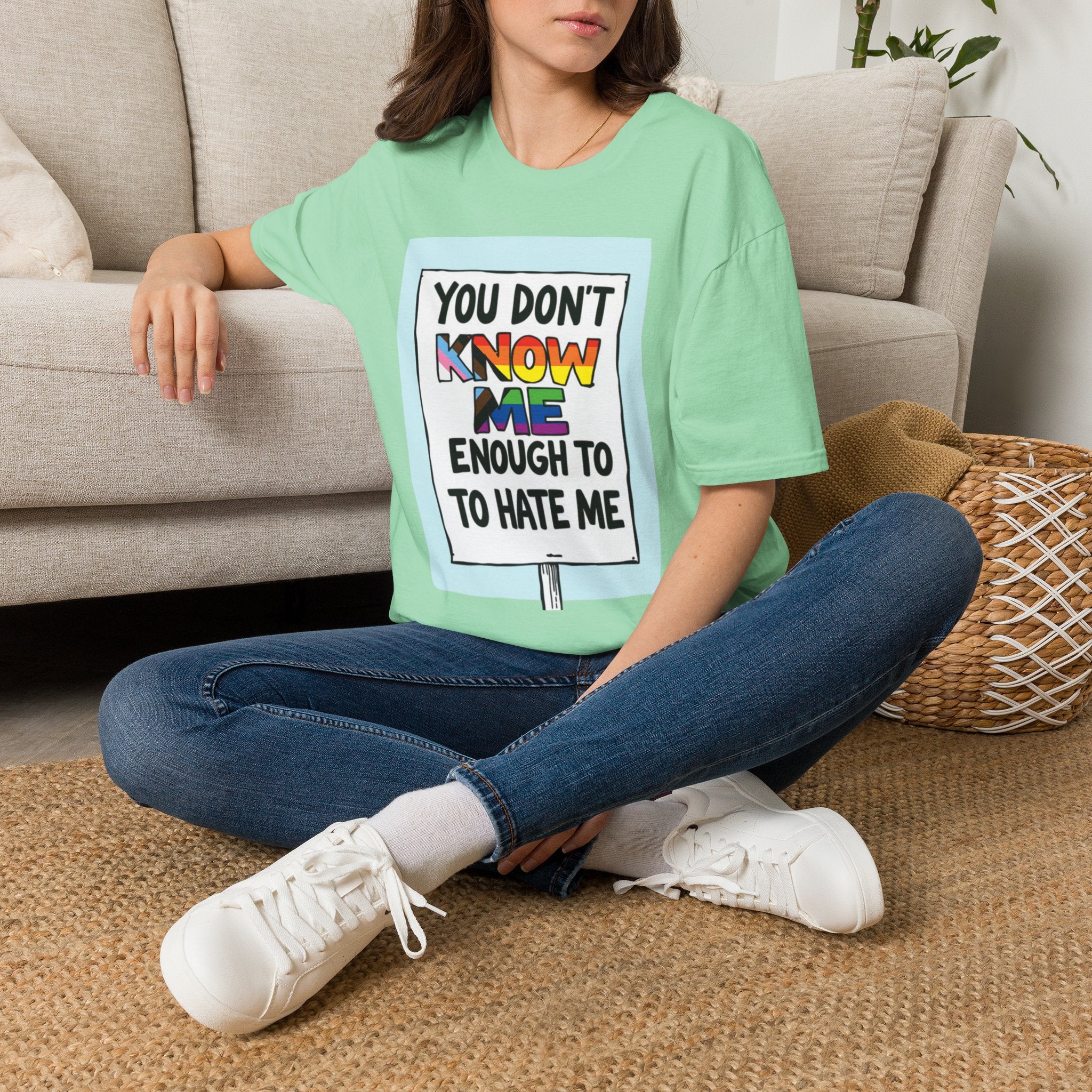 Camiseta de orgullo inclusivo "No me conoces lo suficiente como para odiarme": camiseta unisex de estilo suave para uso informal