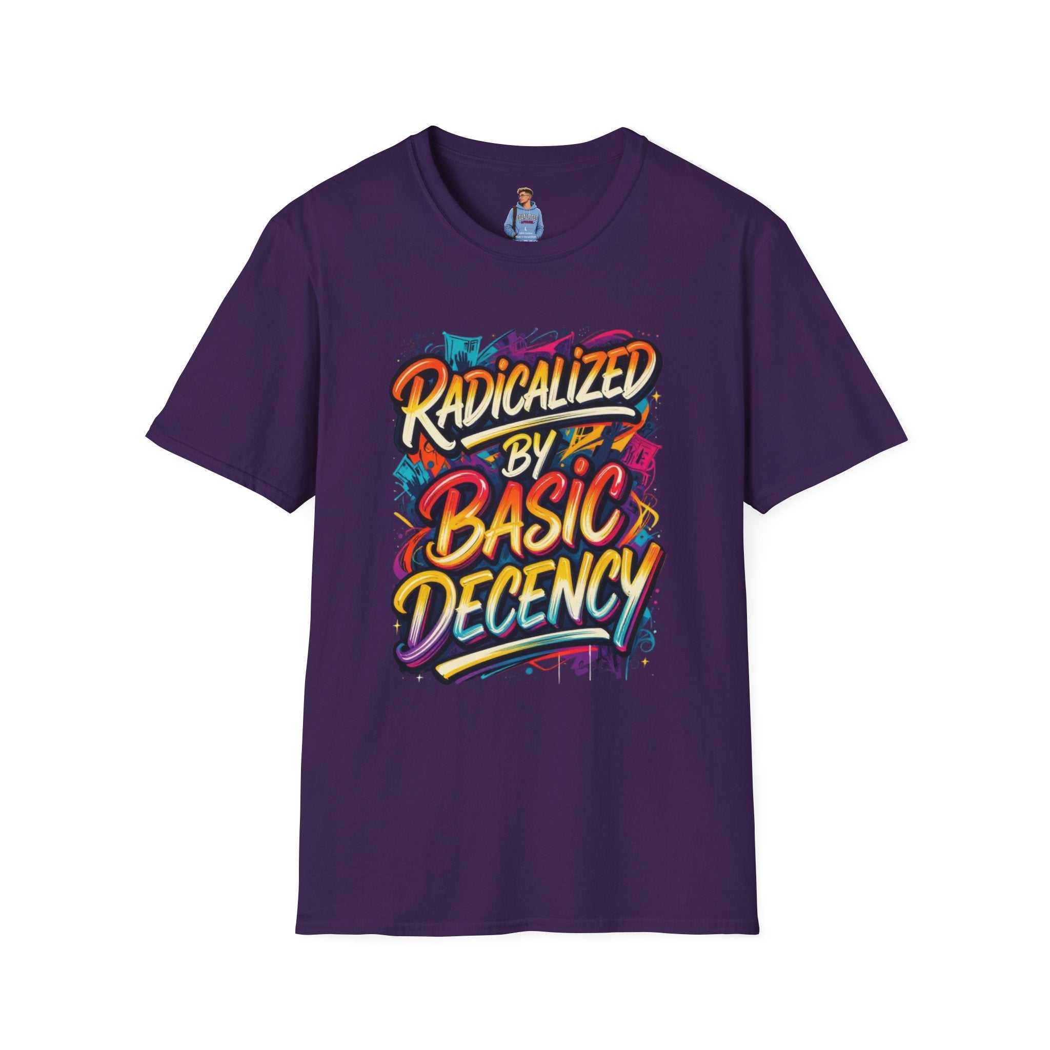 Radicalized by Basic Decency T-Shirt Colorful Graffiti Typography