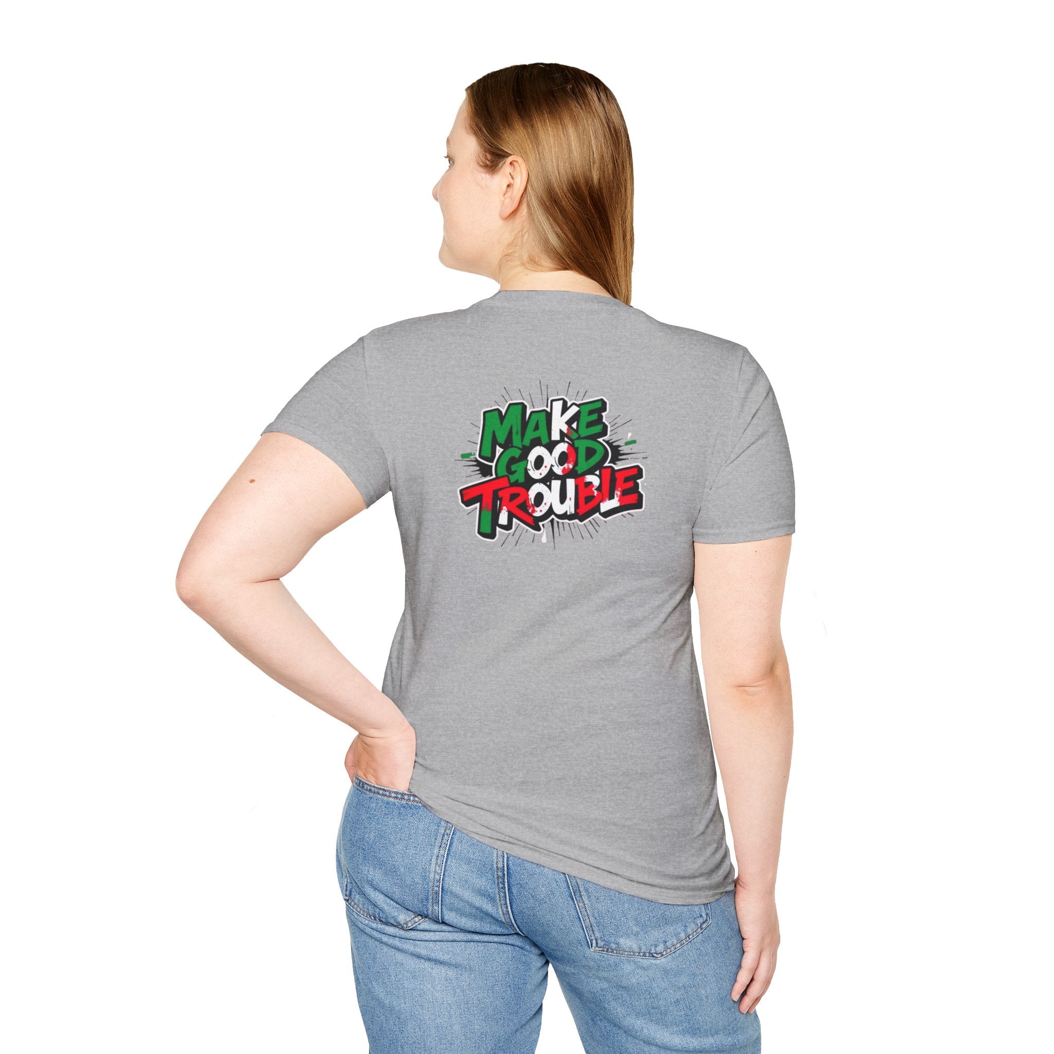 Camiseta unisex de estilo suave Make Good Trouble | Divertida camiseta gráfica para activistas y creadores de tendencias