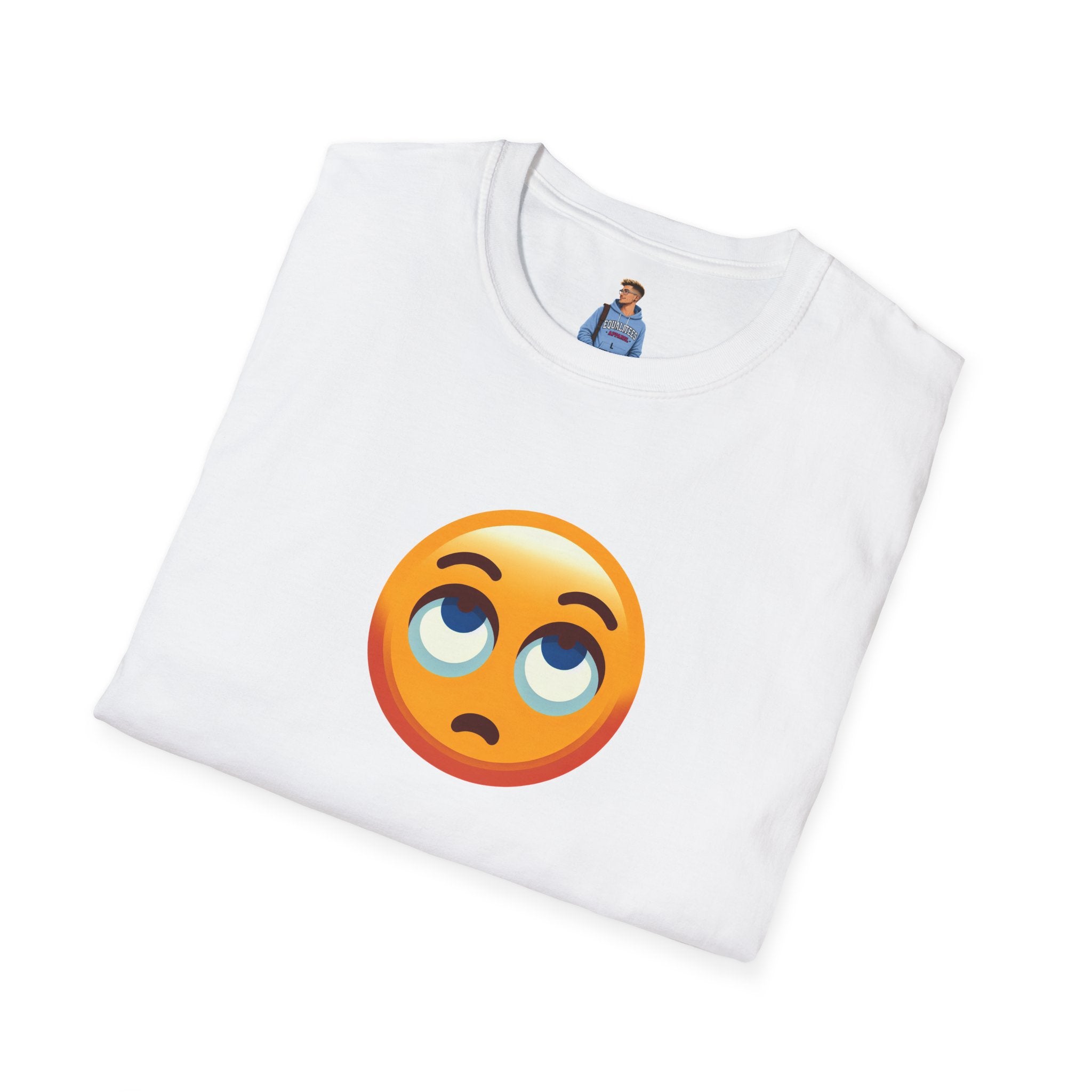 Camiseta unisex de estilo suave con emoji de ojos en blanco | Camiseta gráfica informal para el día a día