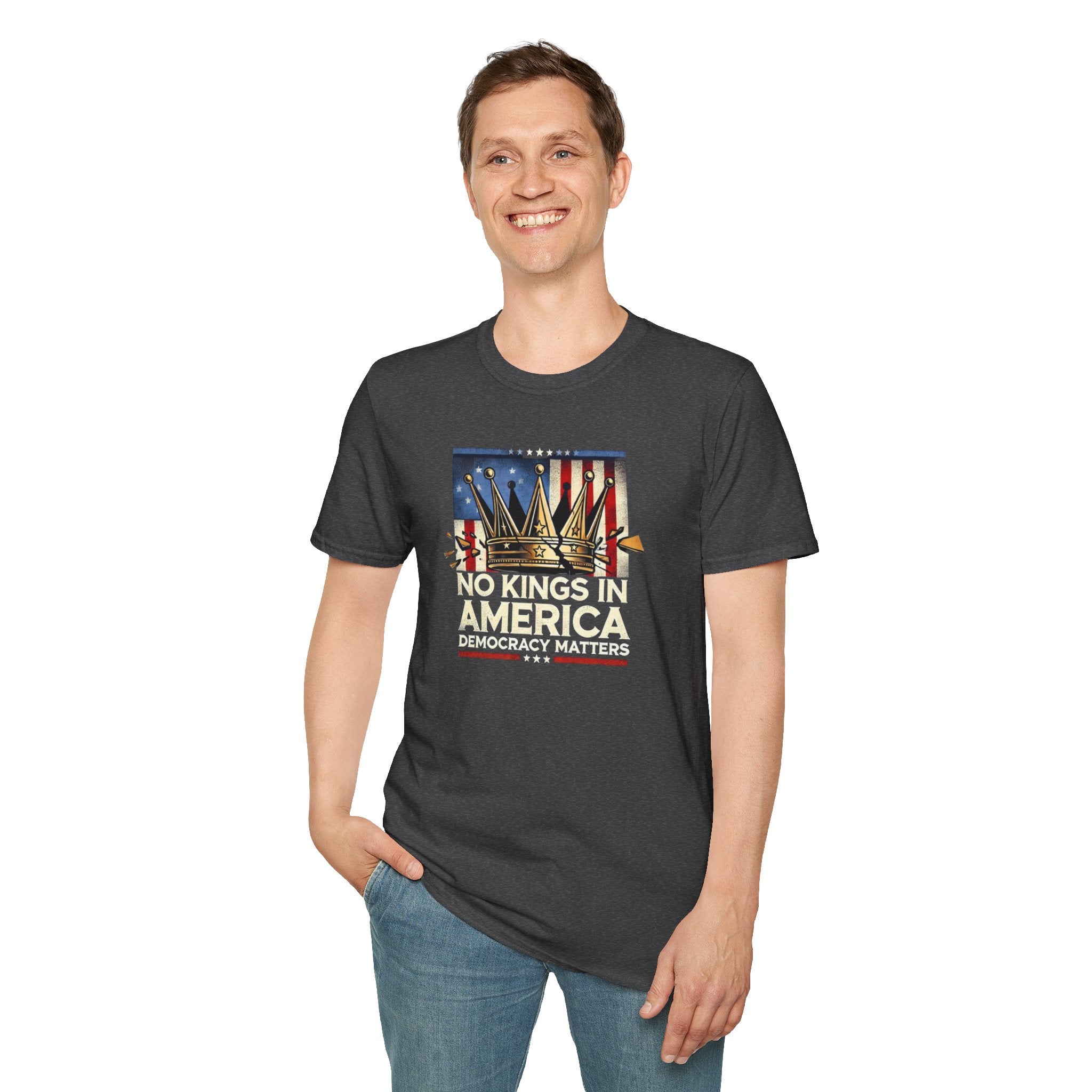 No Kings in America-Democracy Matters  Unisex Softstyle T-Shirt