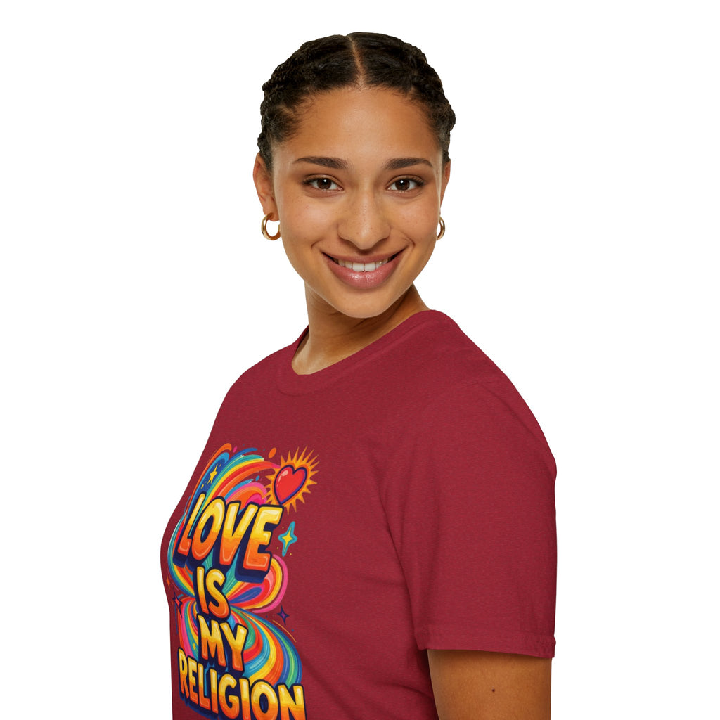 Love Is My Religion Retro Rainbow Graphic T-shirt
