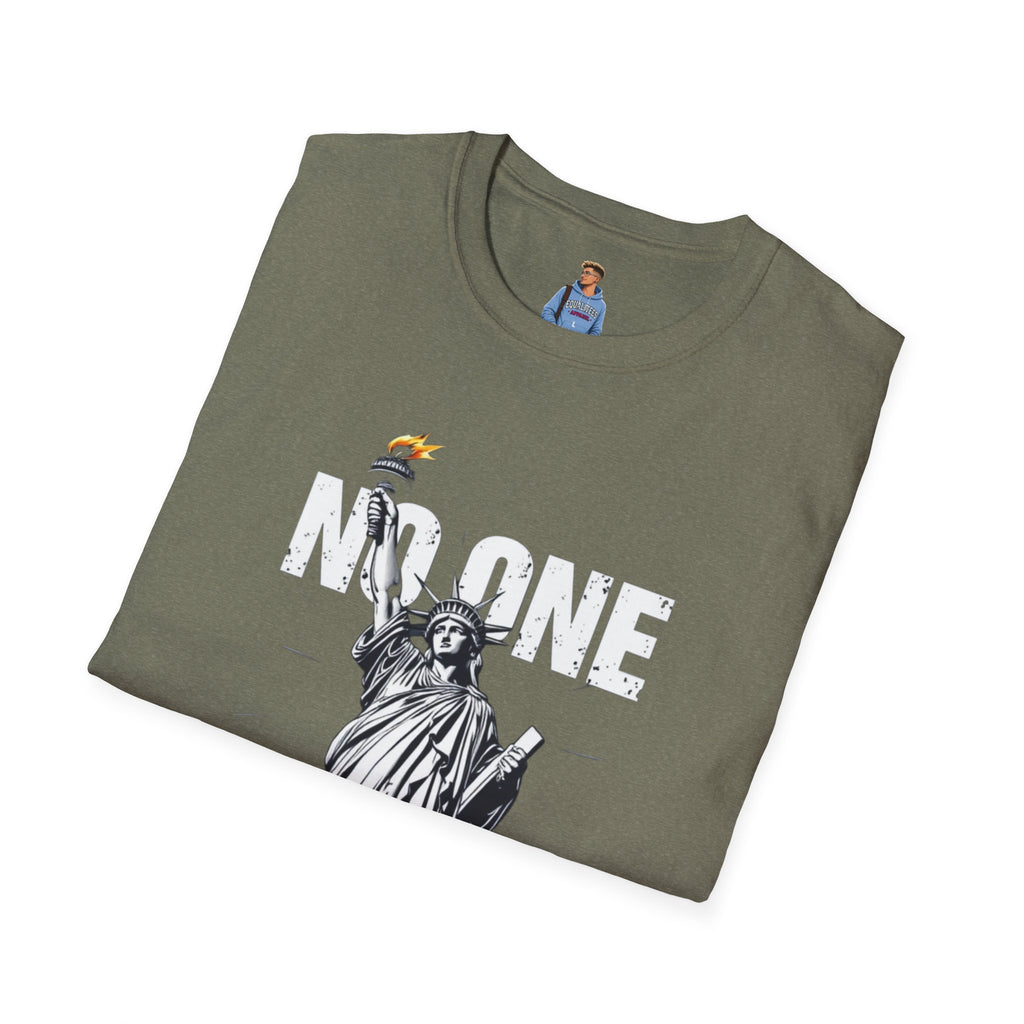 Camiseta unisex de estilo suave: camiseta gráfica con el lema "Nadie es ilegal" para defensores de la justicia social