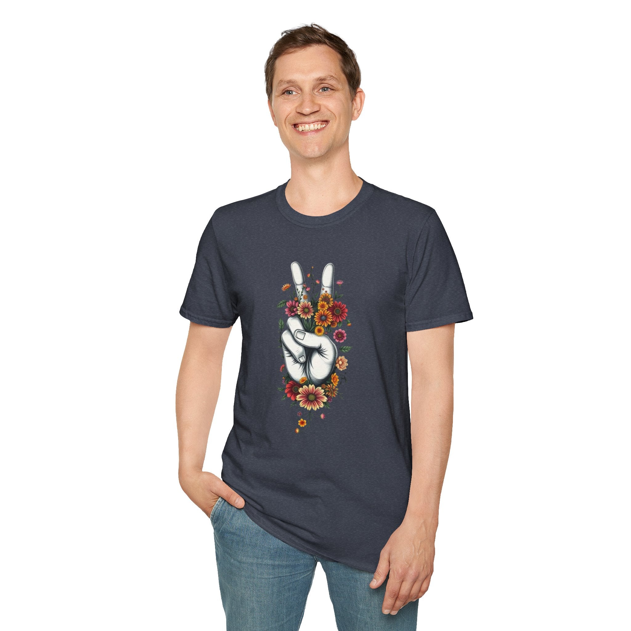 Camiseta unisex de estilo suave Grow Peace: inspiración boho, perfecta para festivales y uso diario