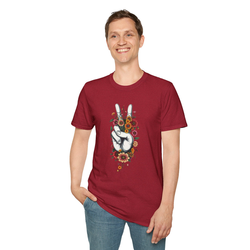 Camiseta unisex de estilo suave Grow Peace: inspiración boho, perfecta para festivales y uso diario