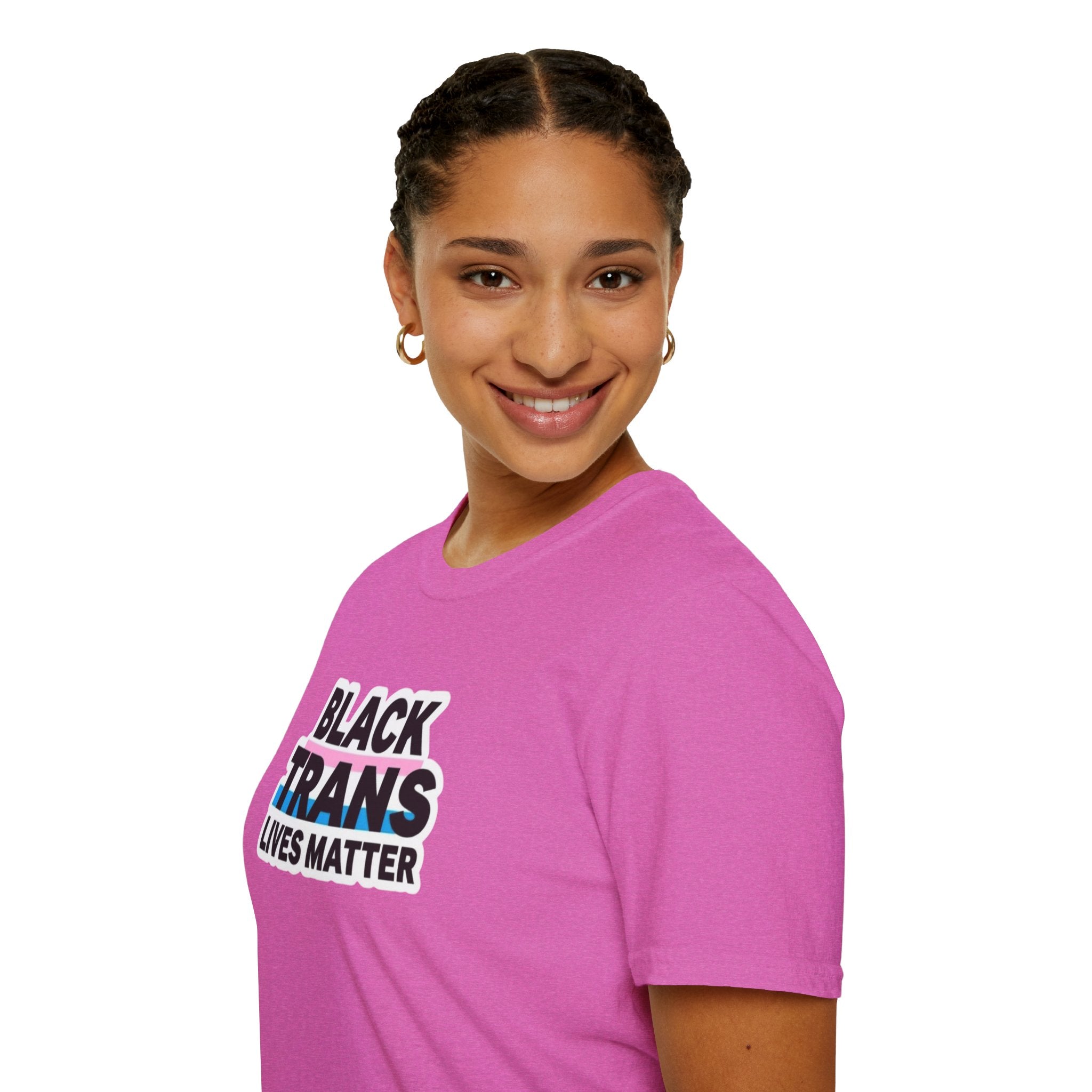 Unisex Softstyle T-Shirt - Black Trans Lives Matter Statement Tee