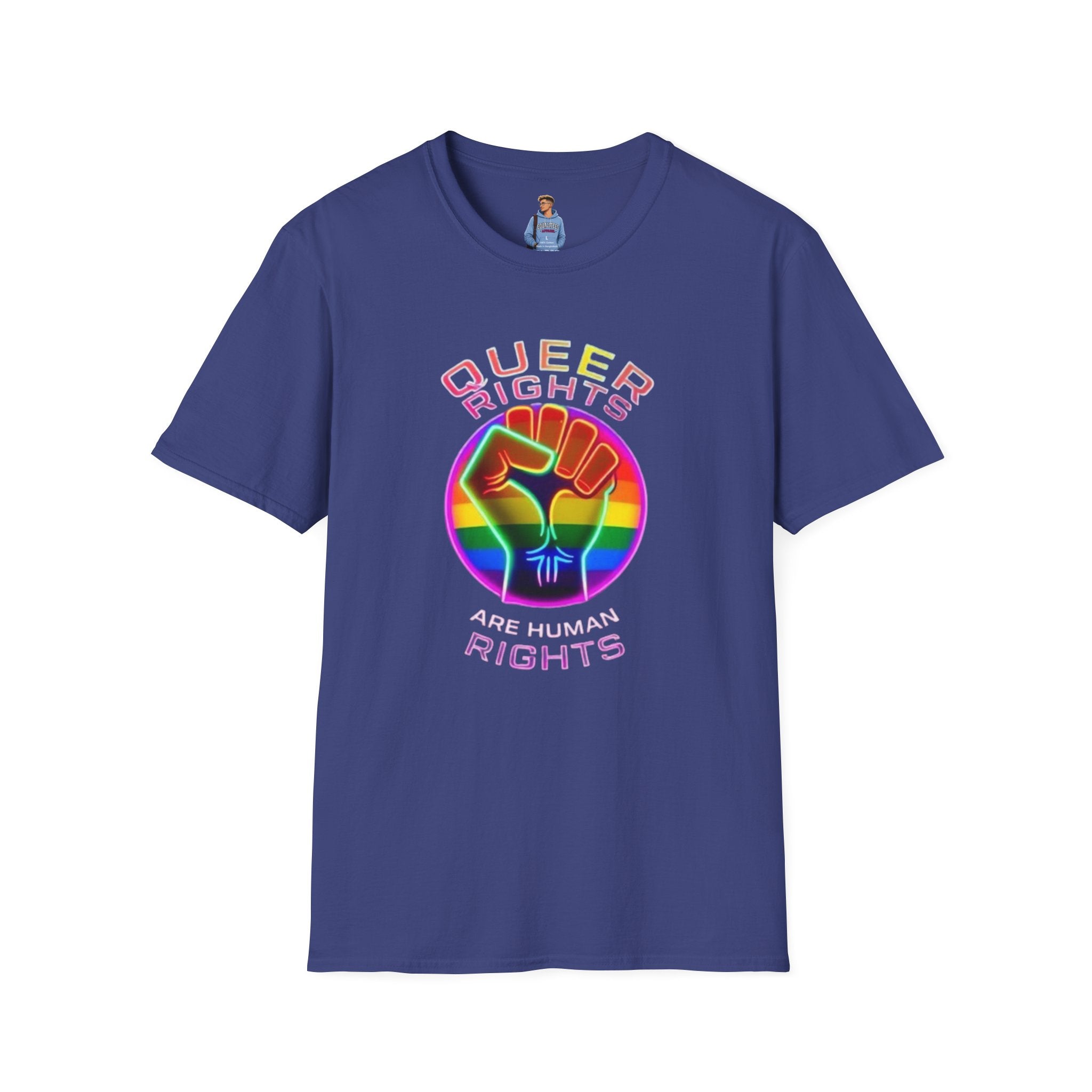 Camiseta unisex de estilo suave: "Los derechos queer son derechos humanos".