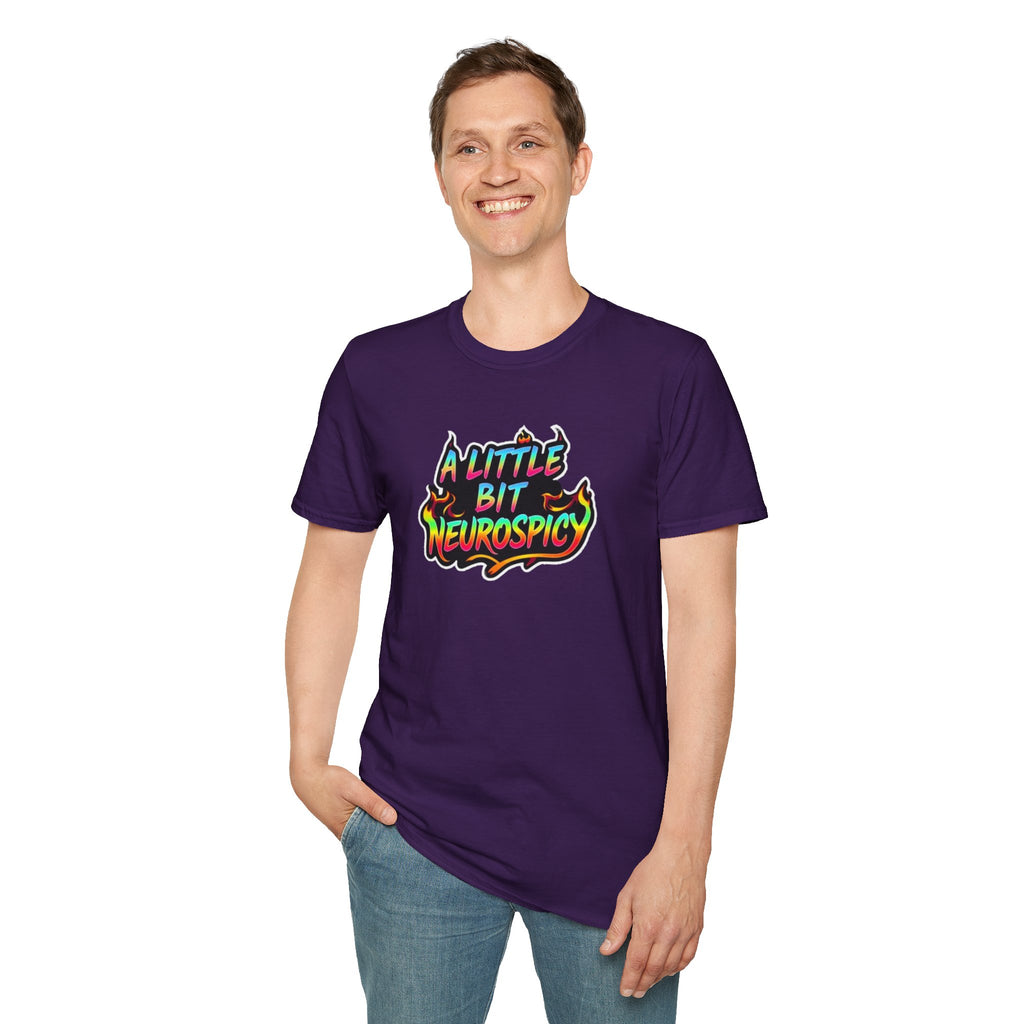 Camiseta unisex de estilo suave A Little Bit Neurospicy: camiseta gráfica divertida y peculiar para la conciencia neurodivergente