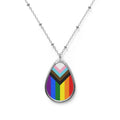 Inclusive Pride Oval Necklace - Stylish Silver Pendant for Inclusivity and Celebration - EqualiTees.Me