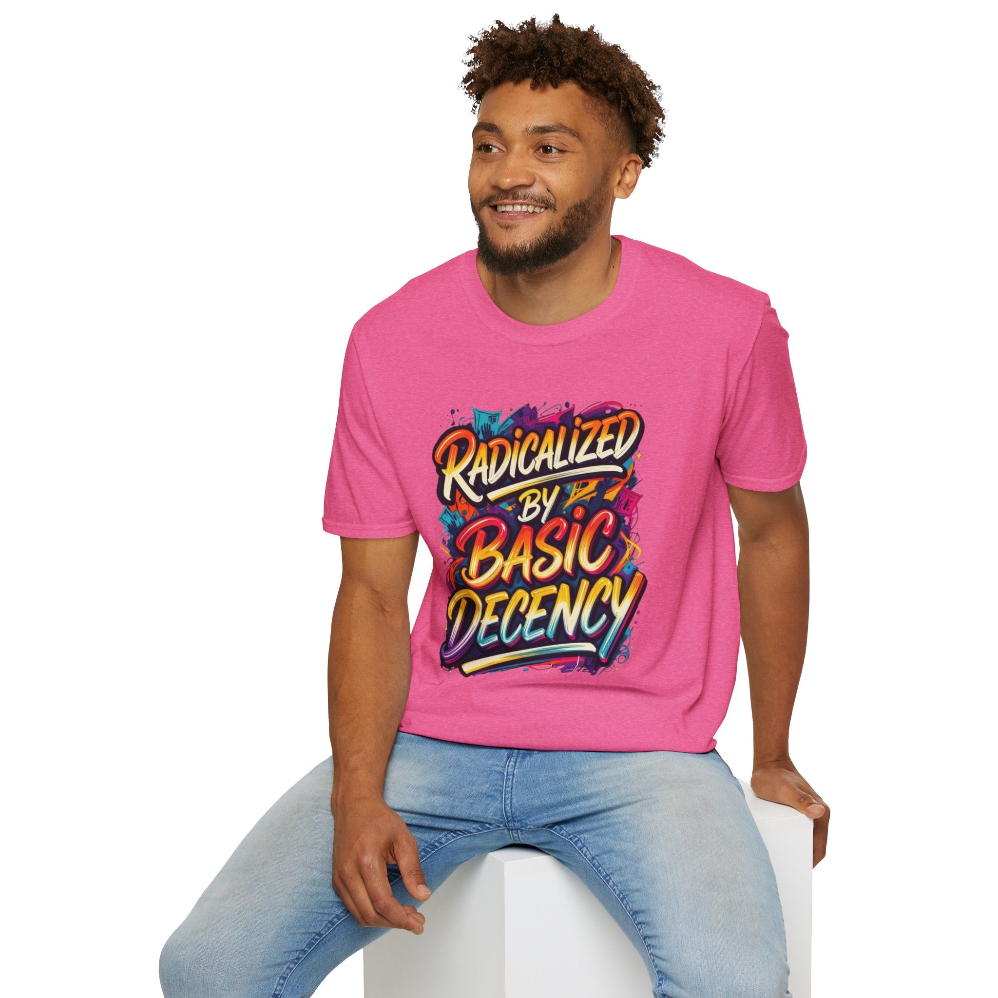 Radicalized by Basic Decency T-Shirt Colorful Graffiti Typography