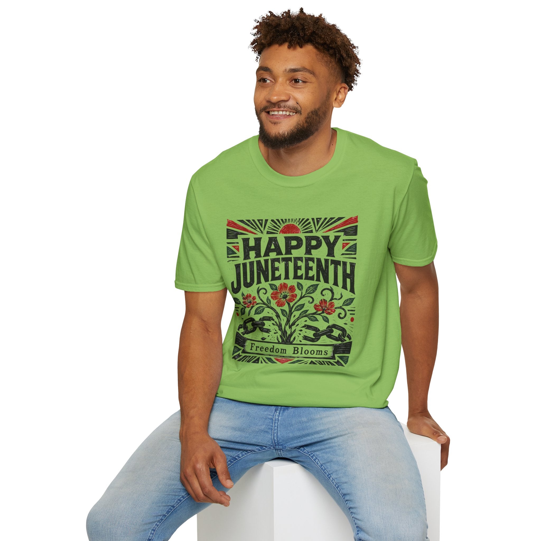 Juneteenth T-Shirt — "Happy Juneteenth" Floral Freedom Tee
