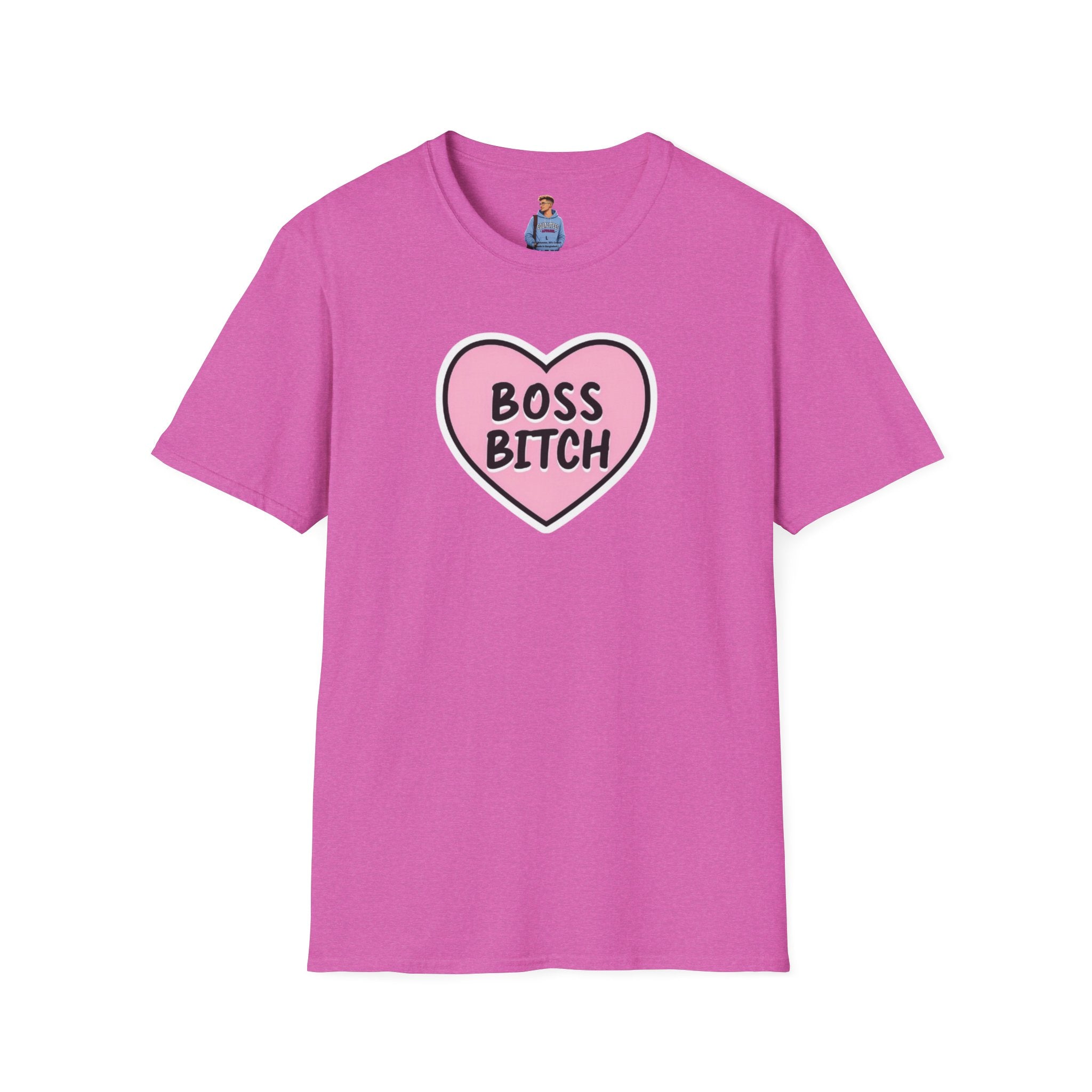 Camiseta unisex de estilo suave con diseño de corazón "Boss Bitch" - Camiseta divertida y llamativa